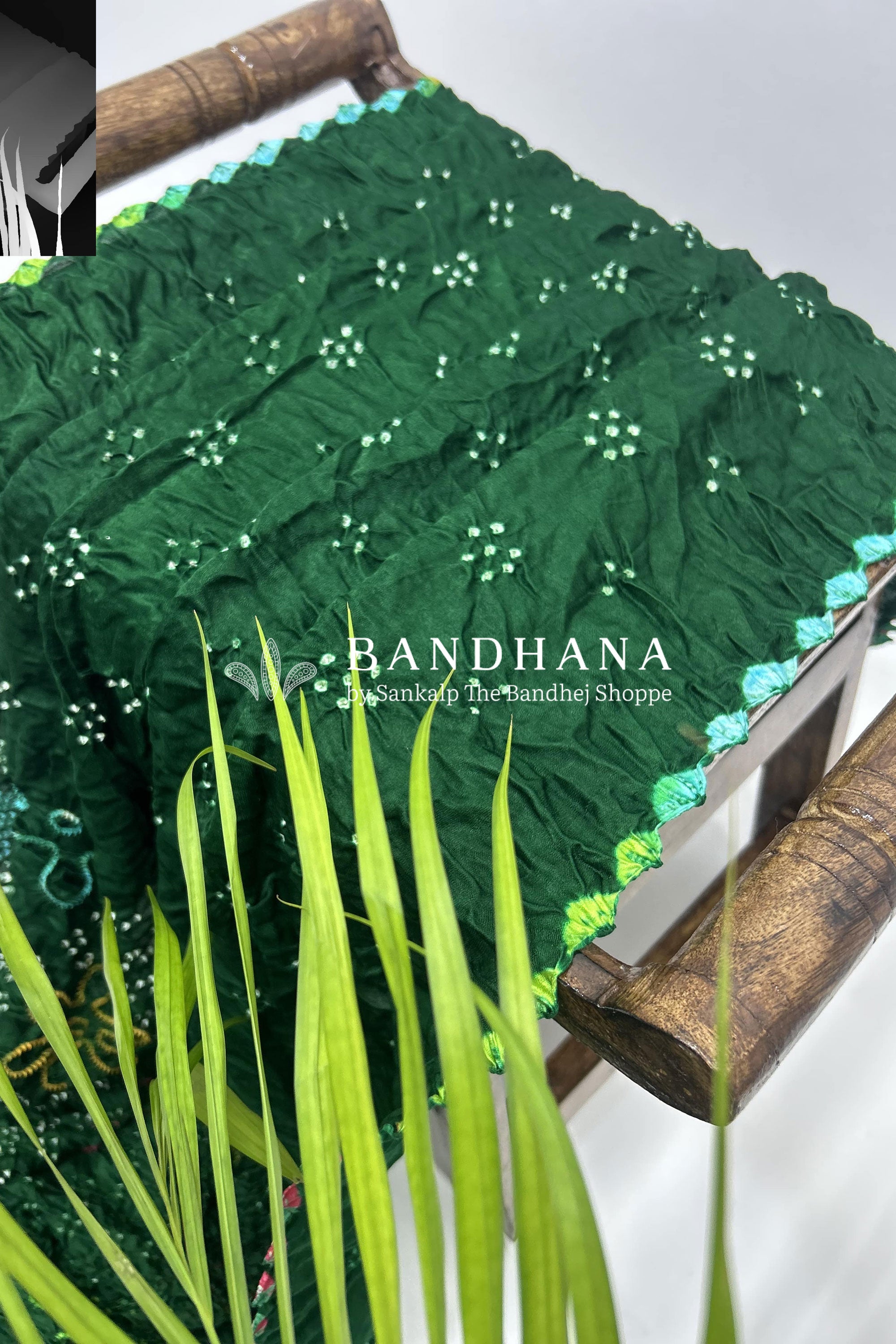 Mutli Green Gajji Silk Bhati Designer Bandhani Saree Sarees