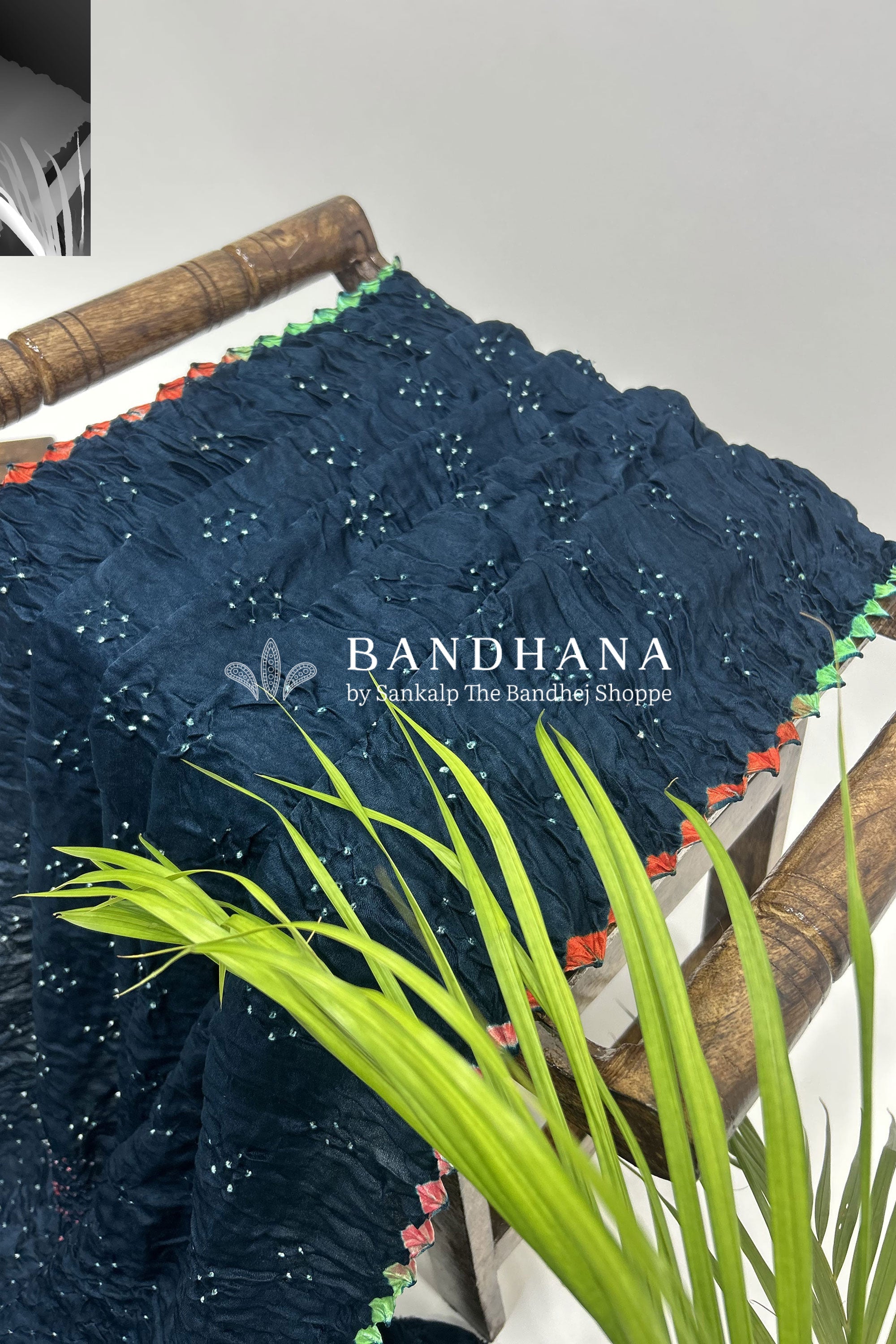 Mutli Indigo Gajji Silk Bhati Designer Bandhani Saree Sarees