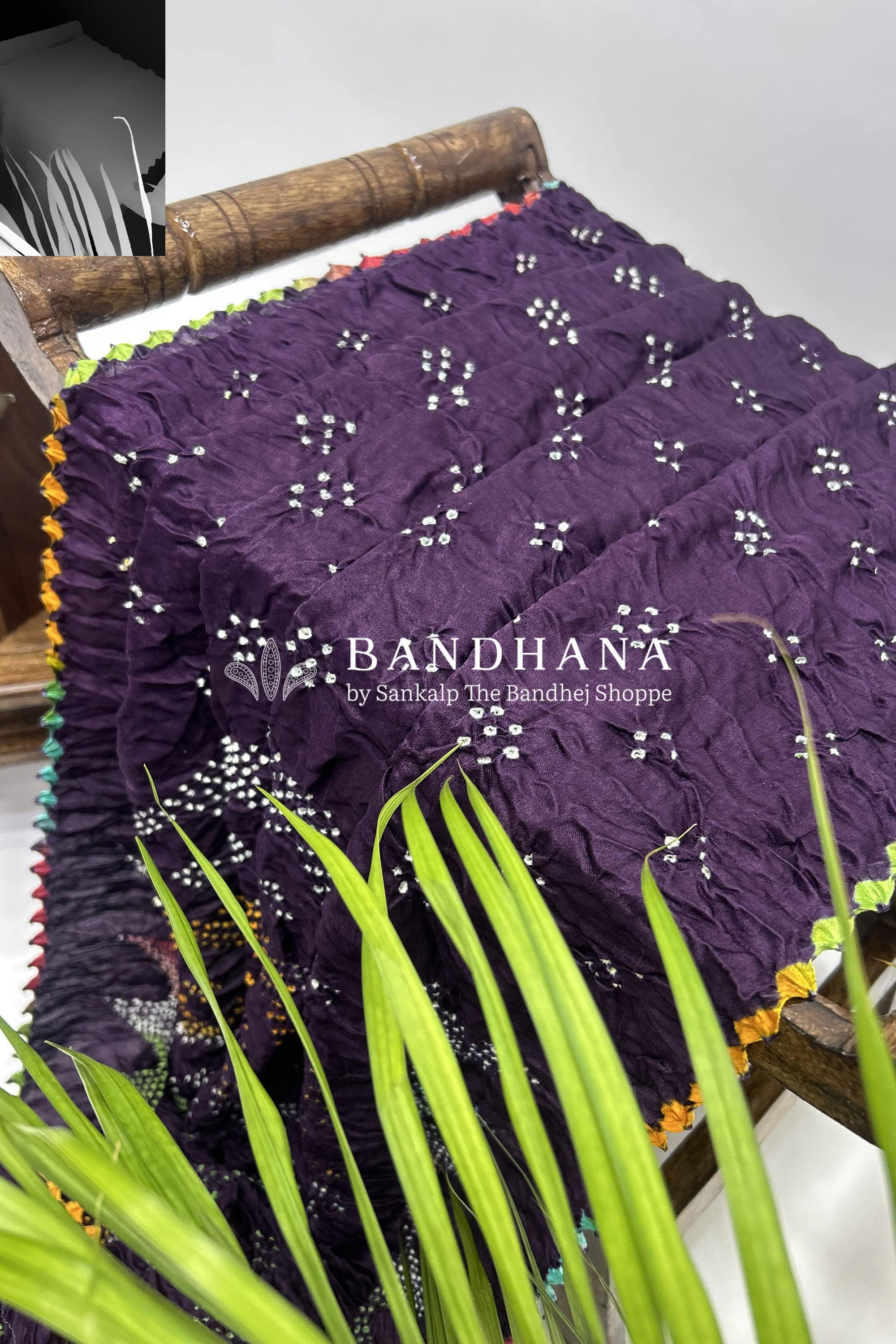 Mutli Wine Gajji Silk Bhati Designer Bandhani Saree Sarees