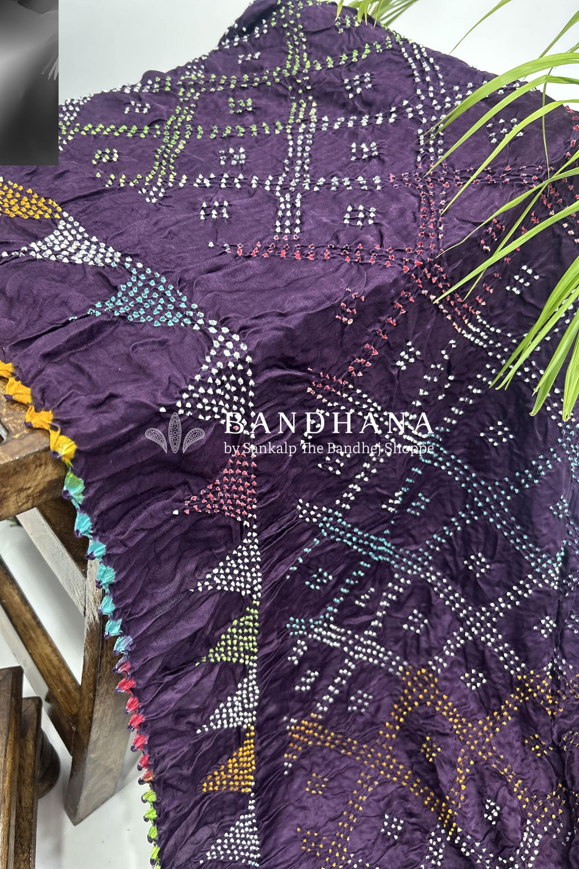 Mutli Wine Gajji Silk Bhati Designer Bandhani Saree Sarees