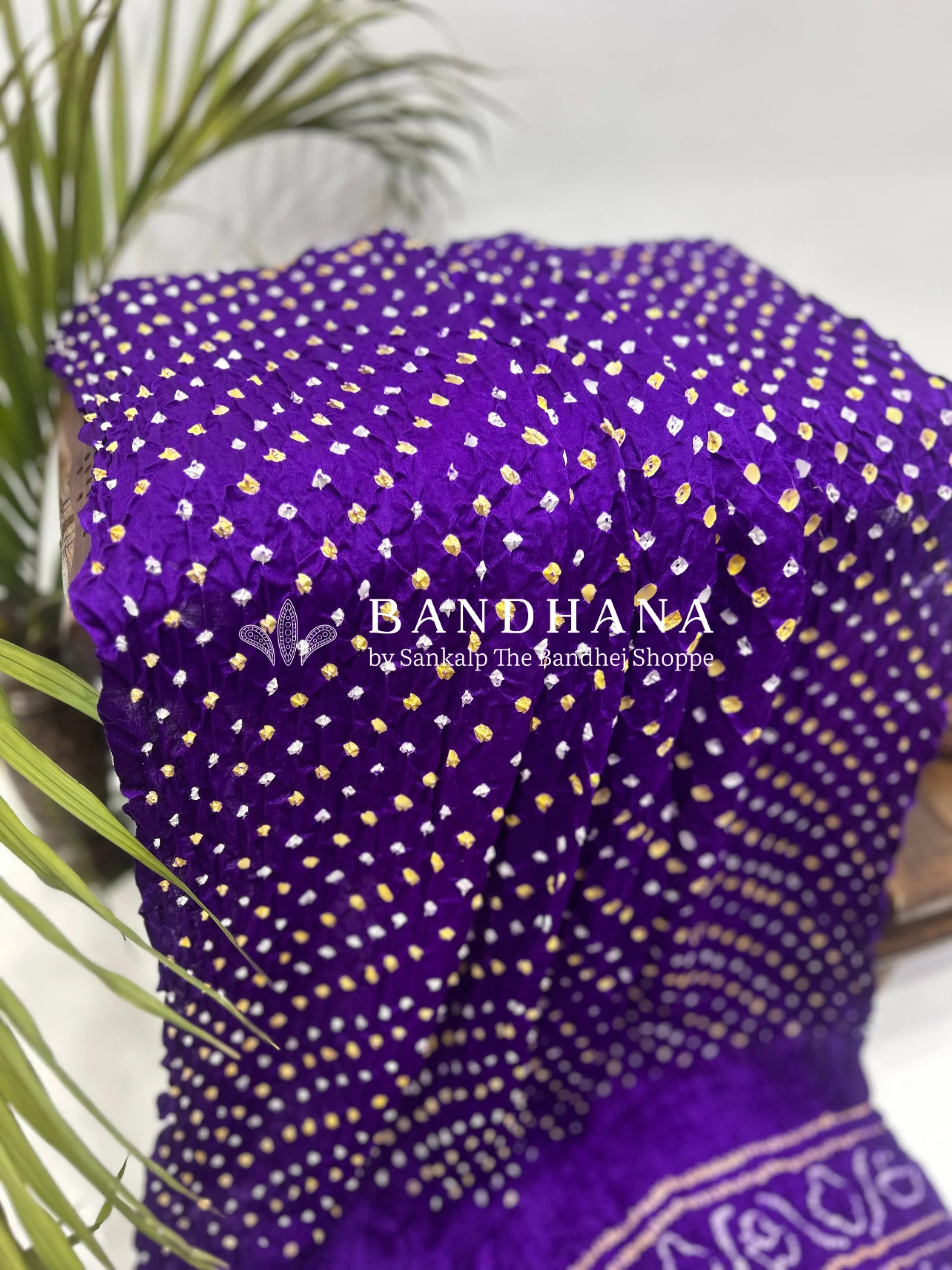 Gajji Silk Single Dot Bandhani Purple Saree Sarees