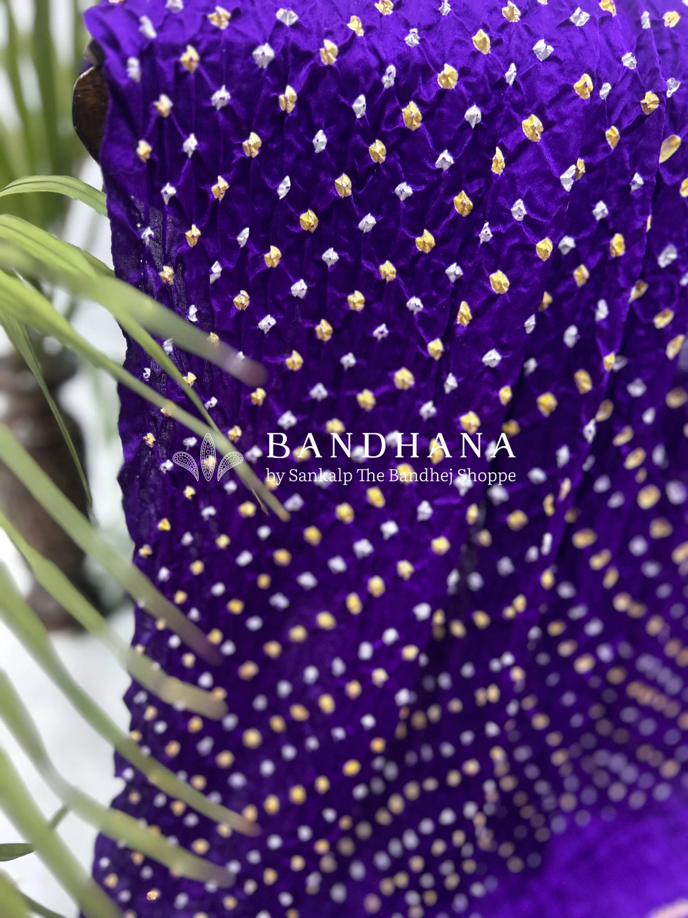 Gajji Silk Single Dot Bandhani Purple Saree Sarees