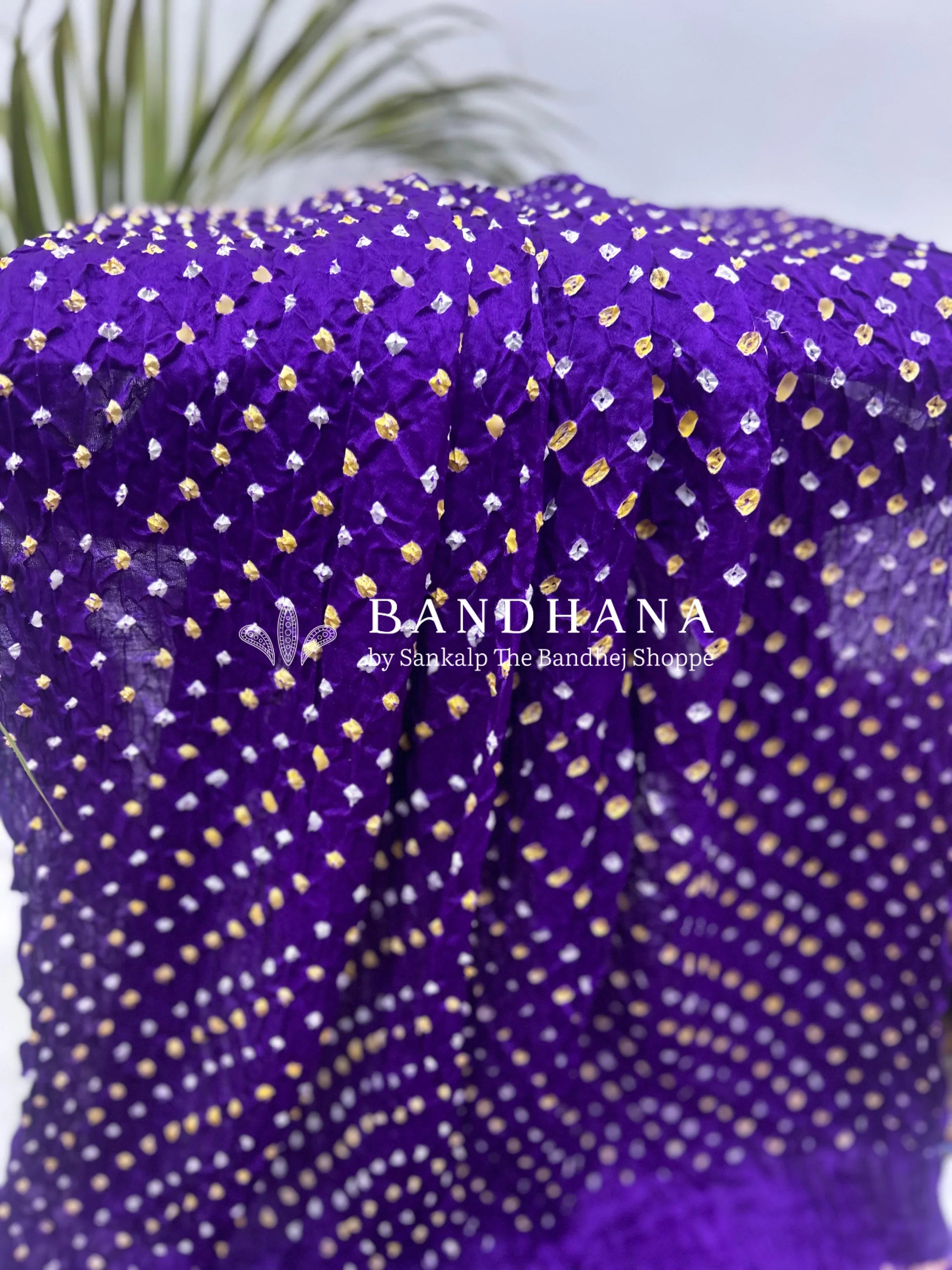 Gajji Silk Single Dot Bandhani Purple Saree Sarees