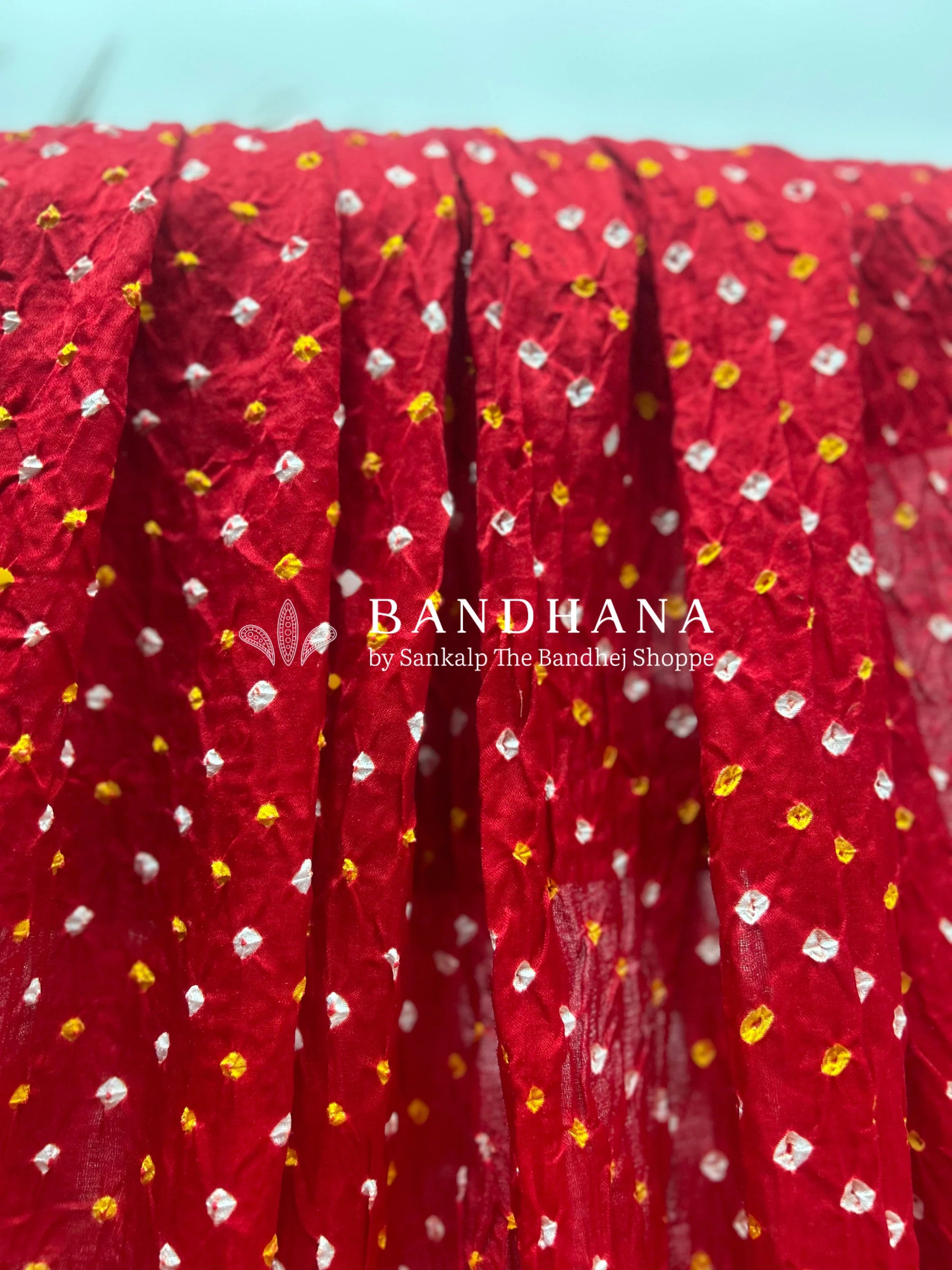 Gajji Silk Single Dot Bandhani Saree In Red Color Sarees