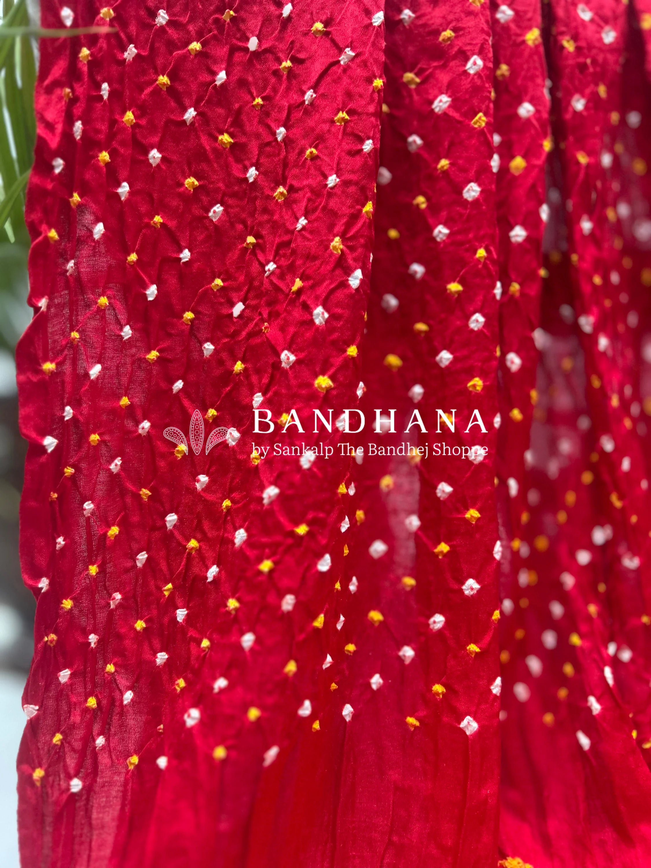 Gajji Silk Single Dot Bandhani Saree In Red Color Sarees