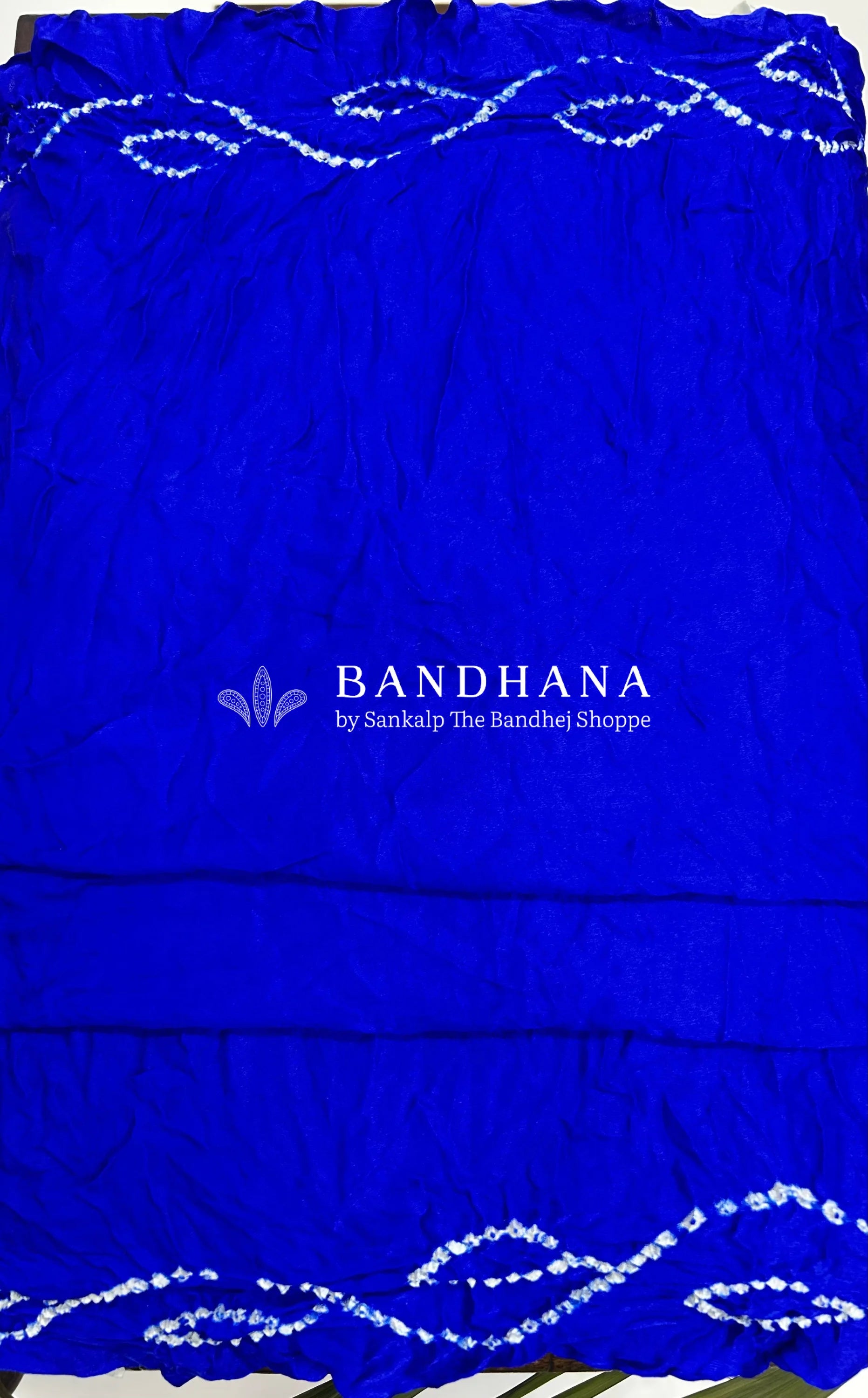 Gajji Silk Single Dot Blue Bandhani Saree Sarees