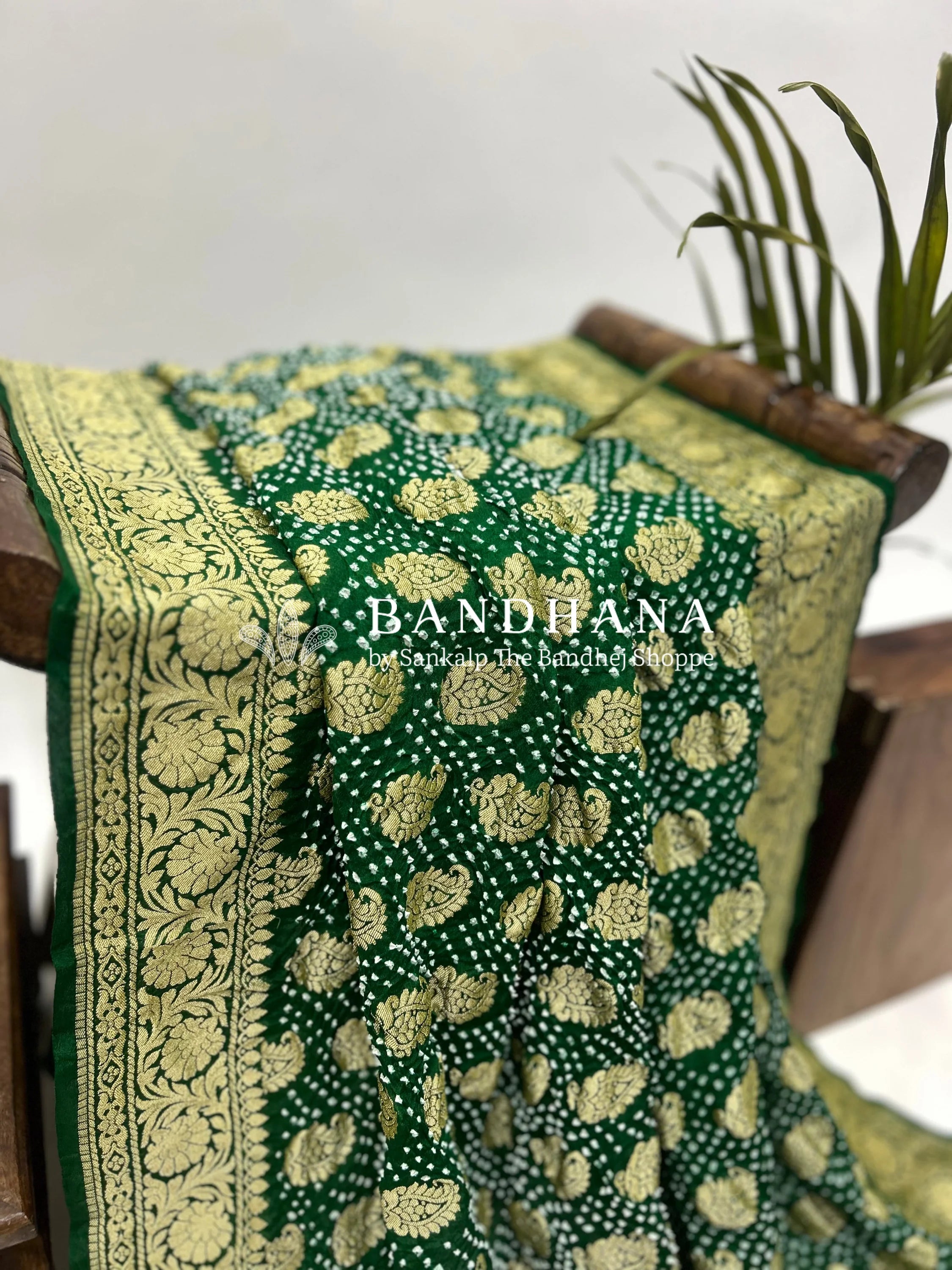 Elegant Green Georgette Banarasi Bridal Drape Sarees