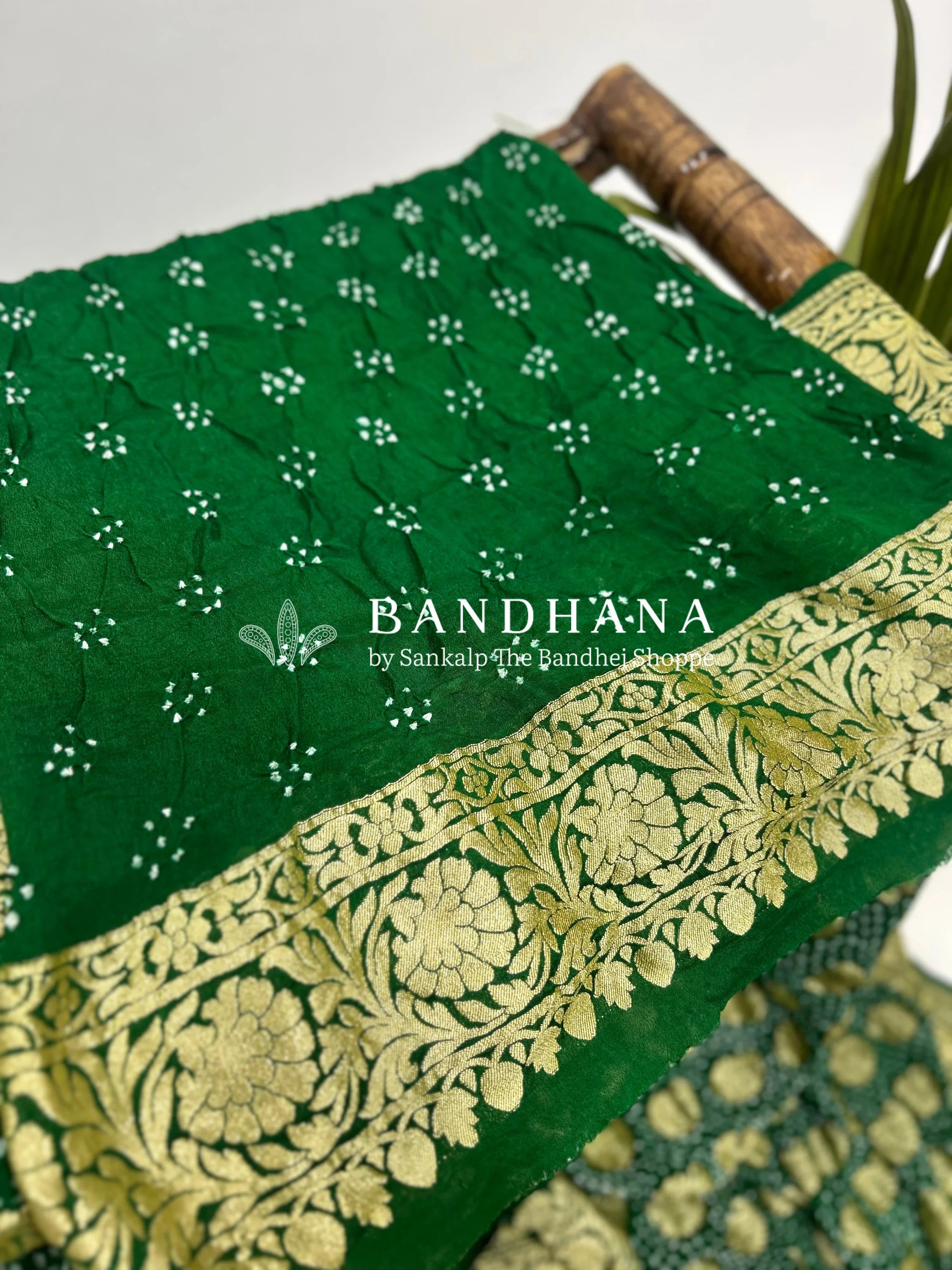 Elegant Green Georgette Banarasi Bridal Drape Sarees