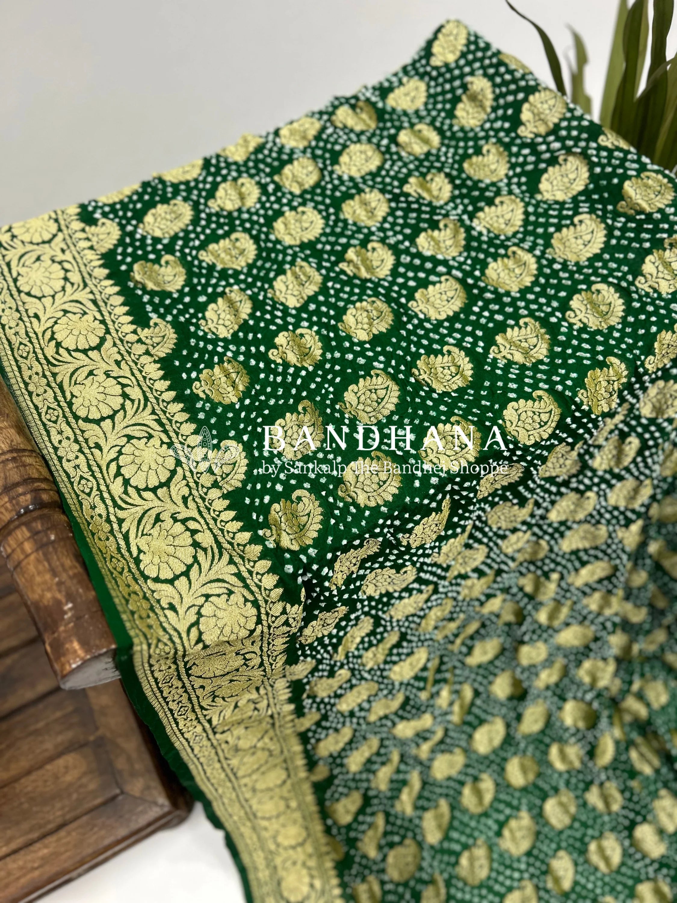 Elegant Green Georgette Banarasi Bridal Drape Sarees