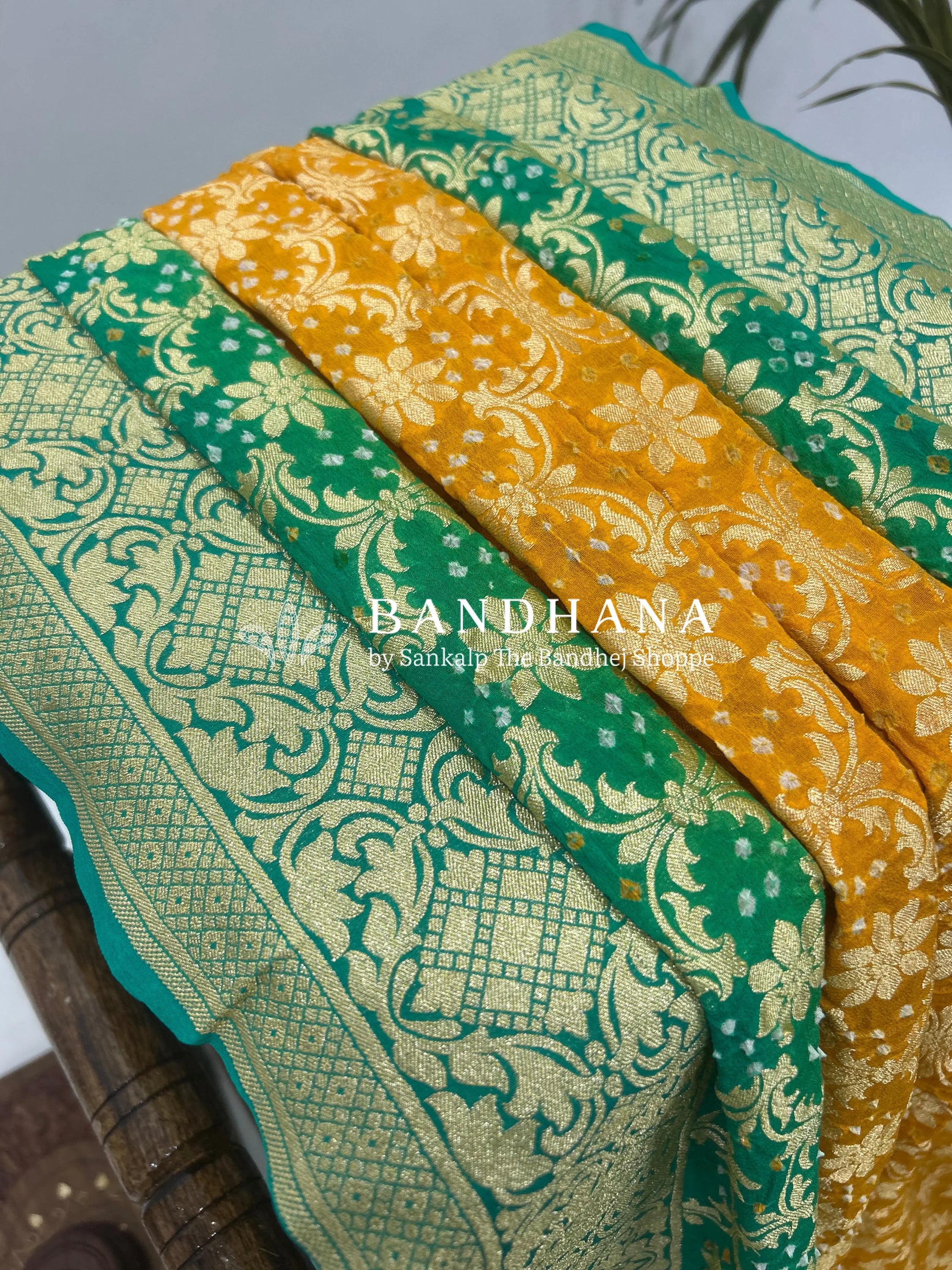 Cyan Color Georgette Jaal Bandhani Saree Sarees