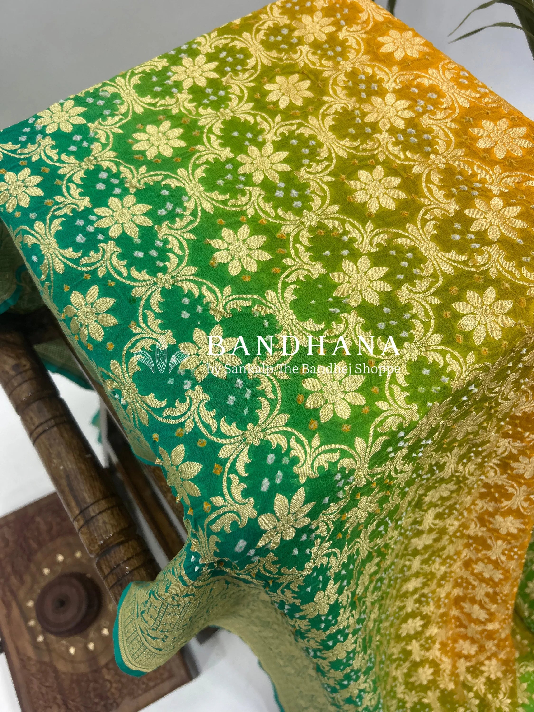 Cyan Color Georgette Jaal Bandhani Saree Sarees