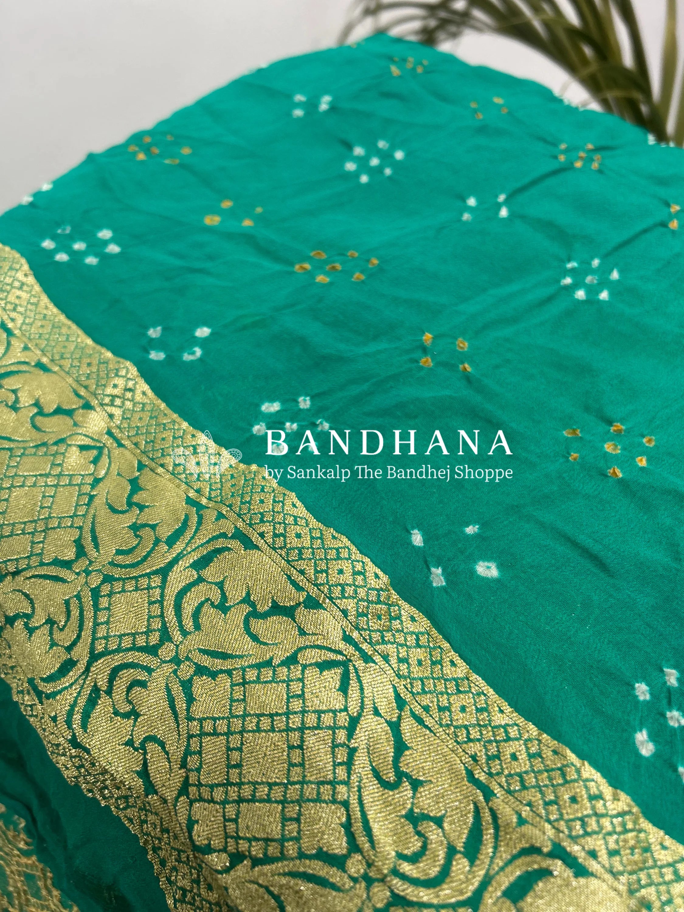 Cyan Color Georgette Jaal Bandhani Saree Sarees