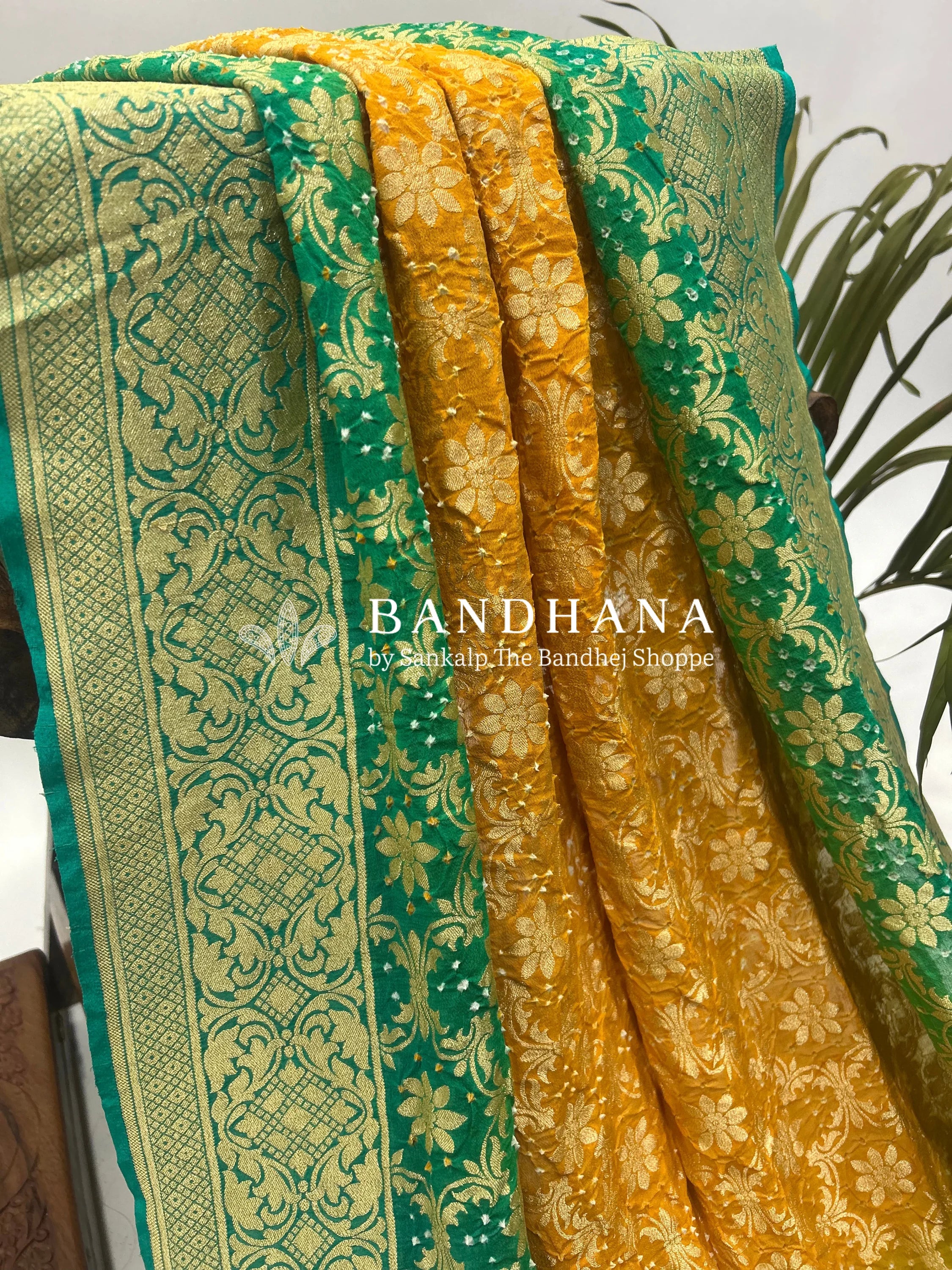 Cyan Color Georgette Jaal Bandhani Saree Sarees