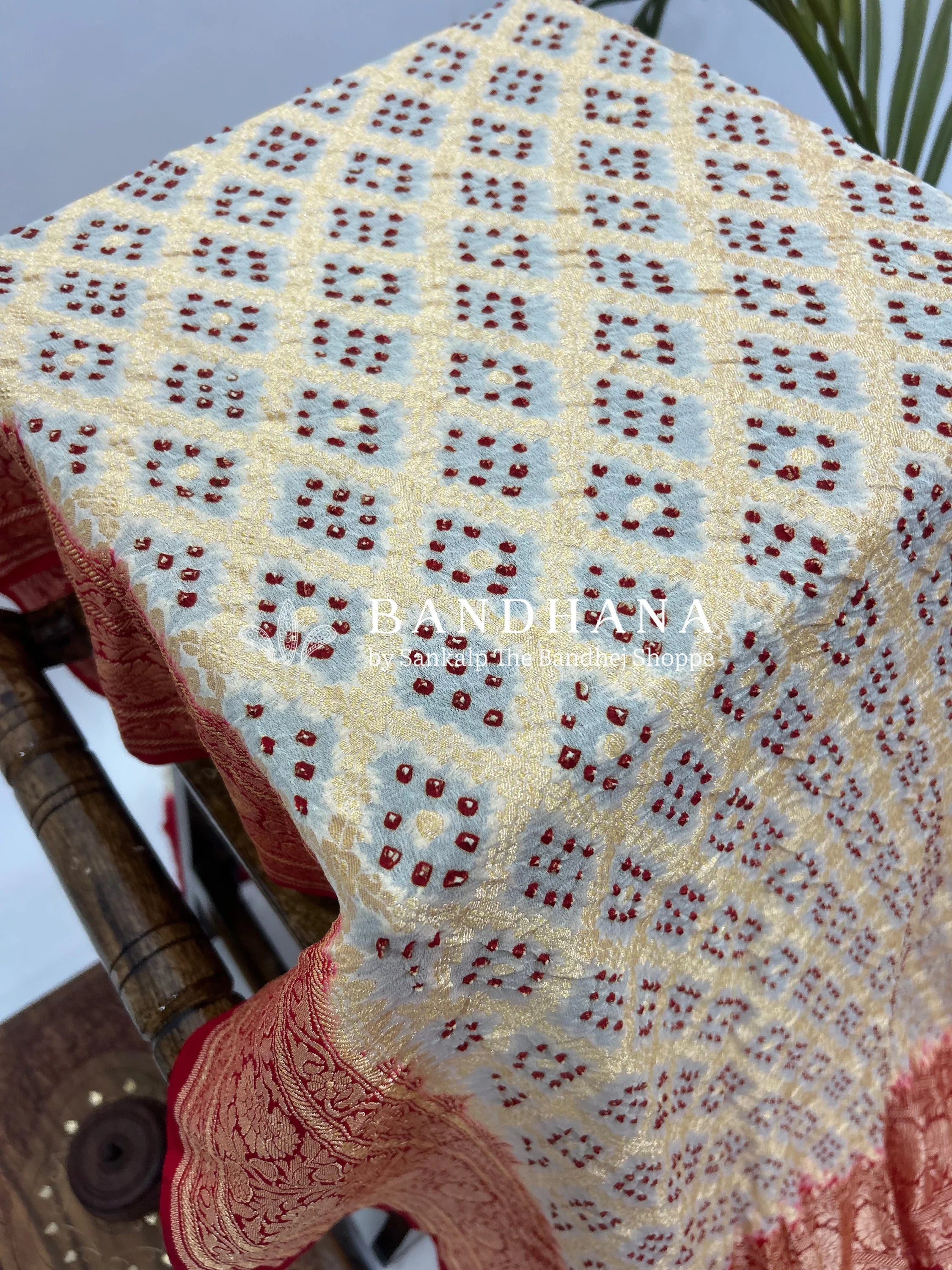 Georgette Jaal Bandhani Saree In Red Color Sarees