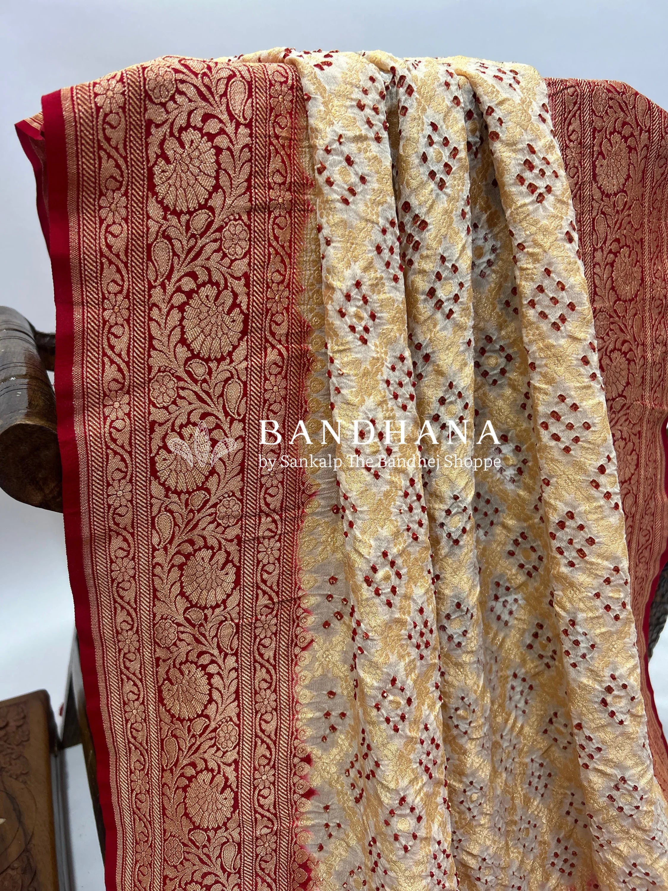 Georgette Jaal Bandhani Saree In Red Color Sarees