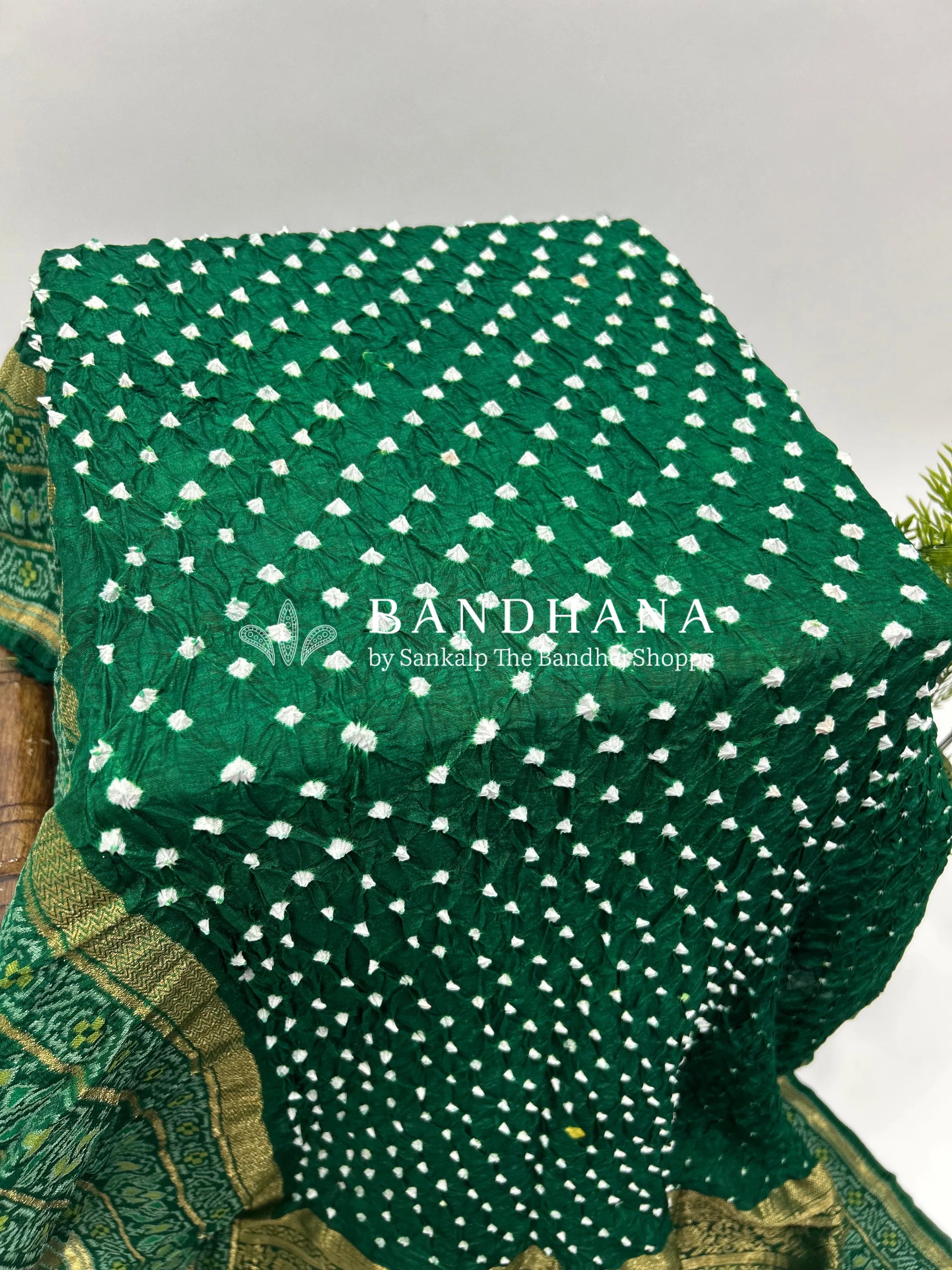 Green Color Malai Silk Single Dot Bandhani Saree green / Malai Silk Sarees