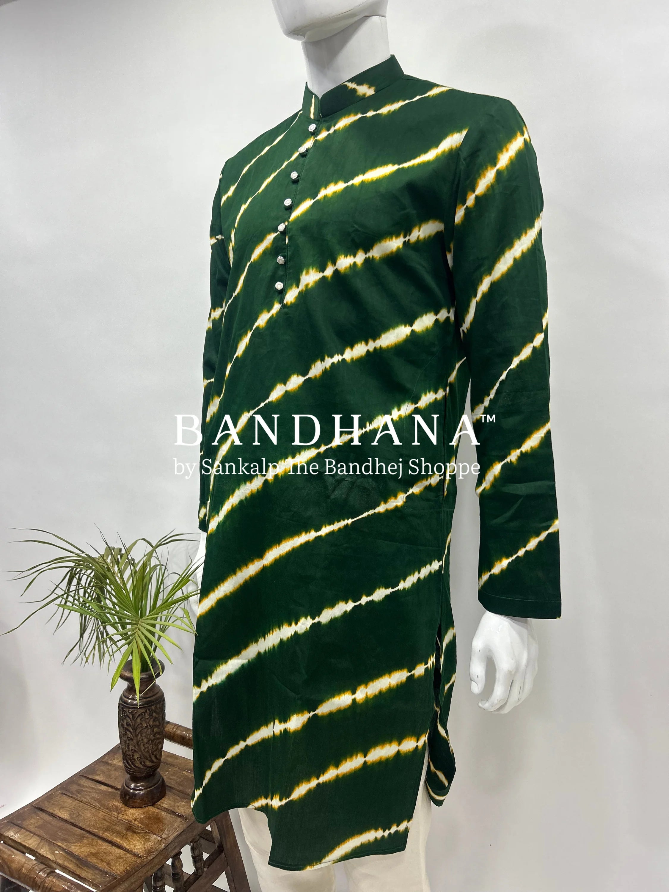 Green Cotton Satin Men’s Kurta