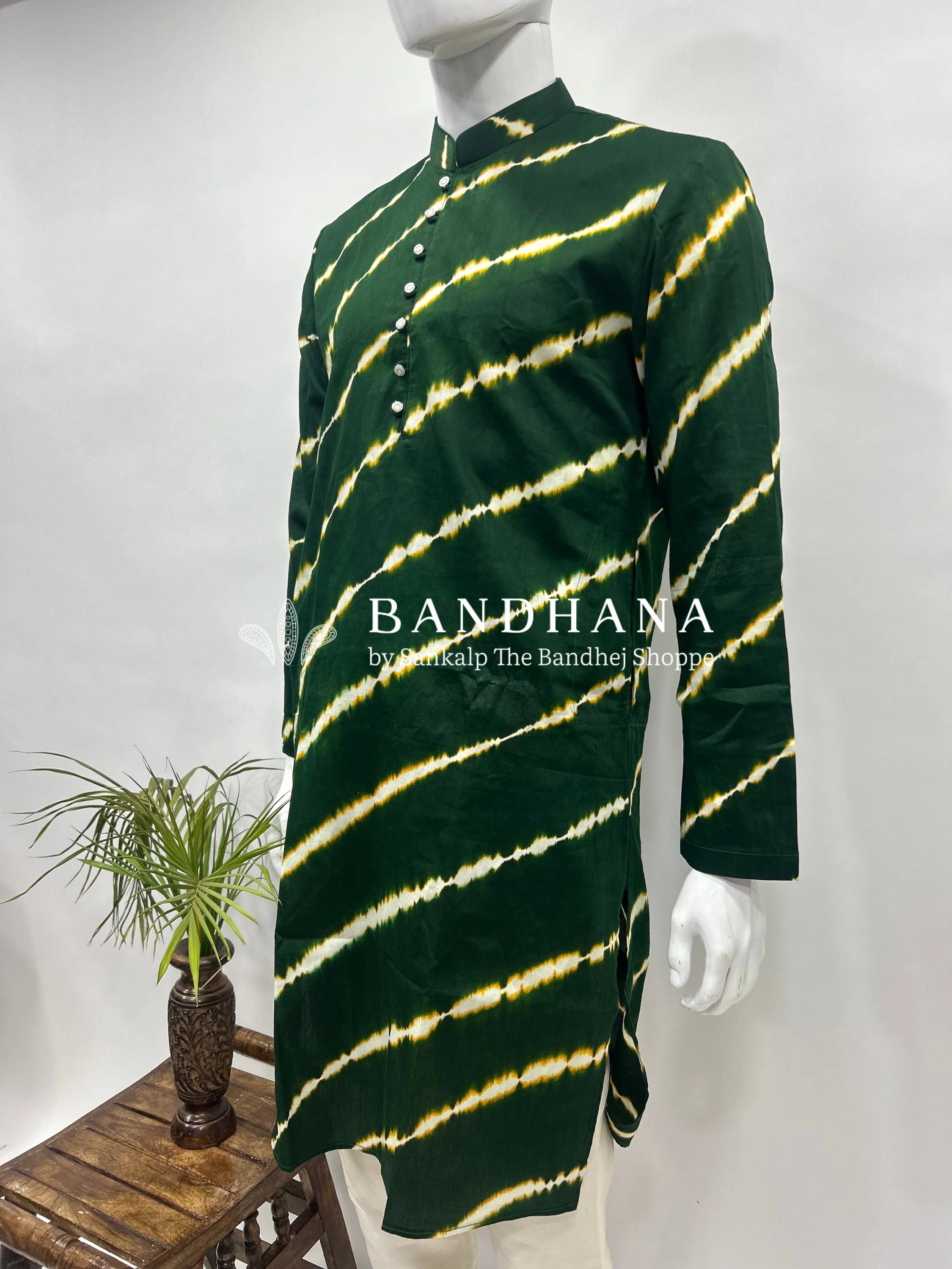 Green Cotton Satin Men’s Kurta