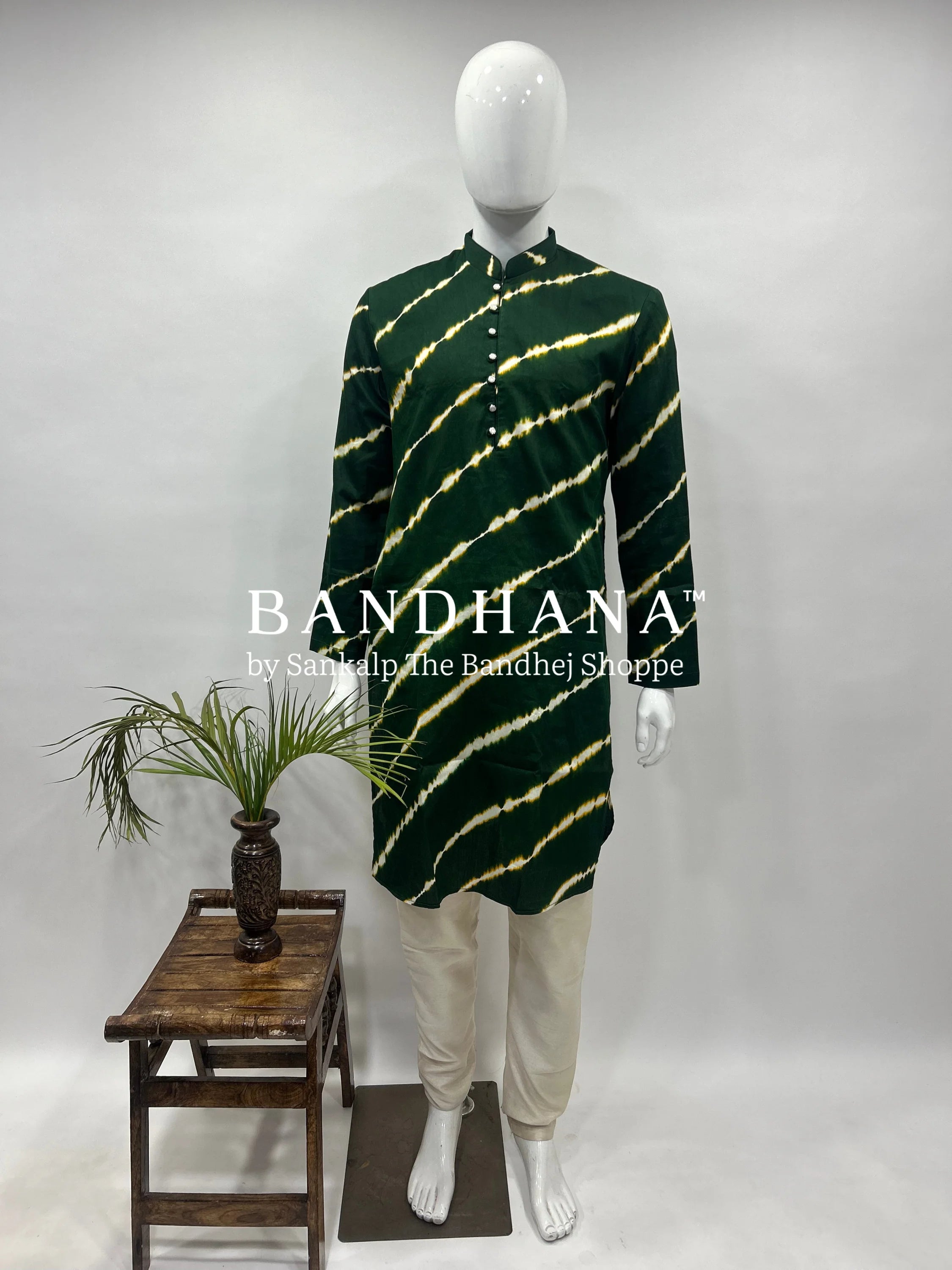 Green Cotton Satin Men’s Kurta