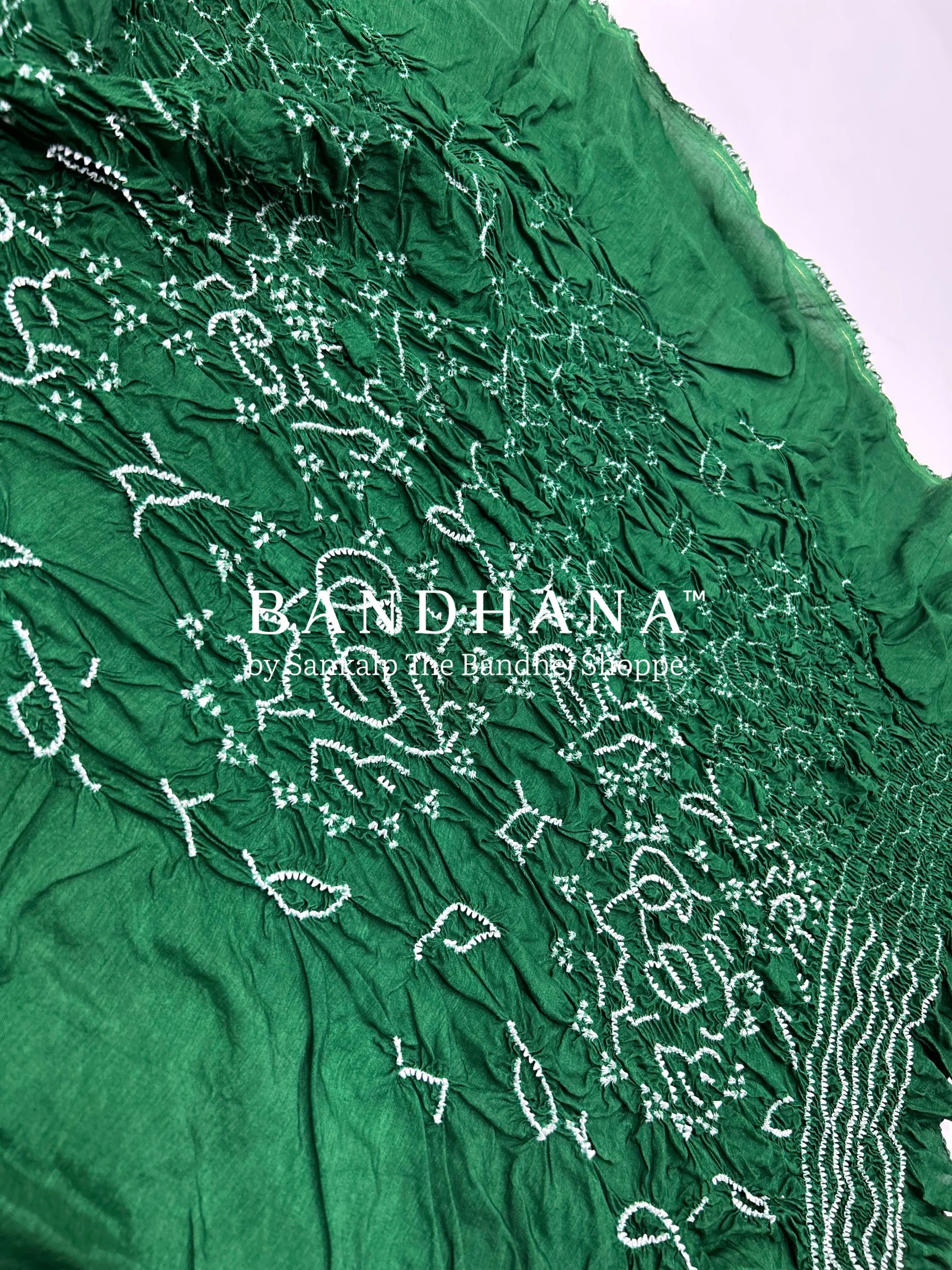 Green Dola Silk Bandhani Dress Material green / Dola Silk Dresses