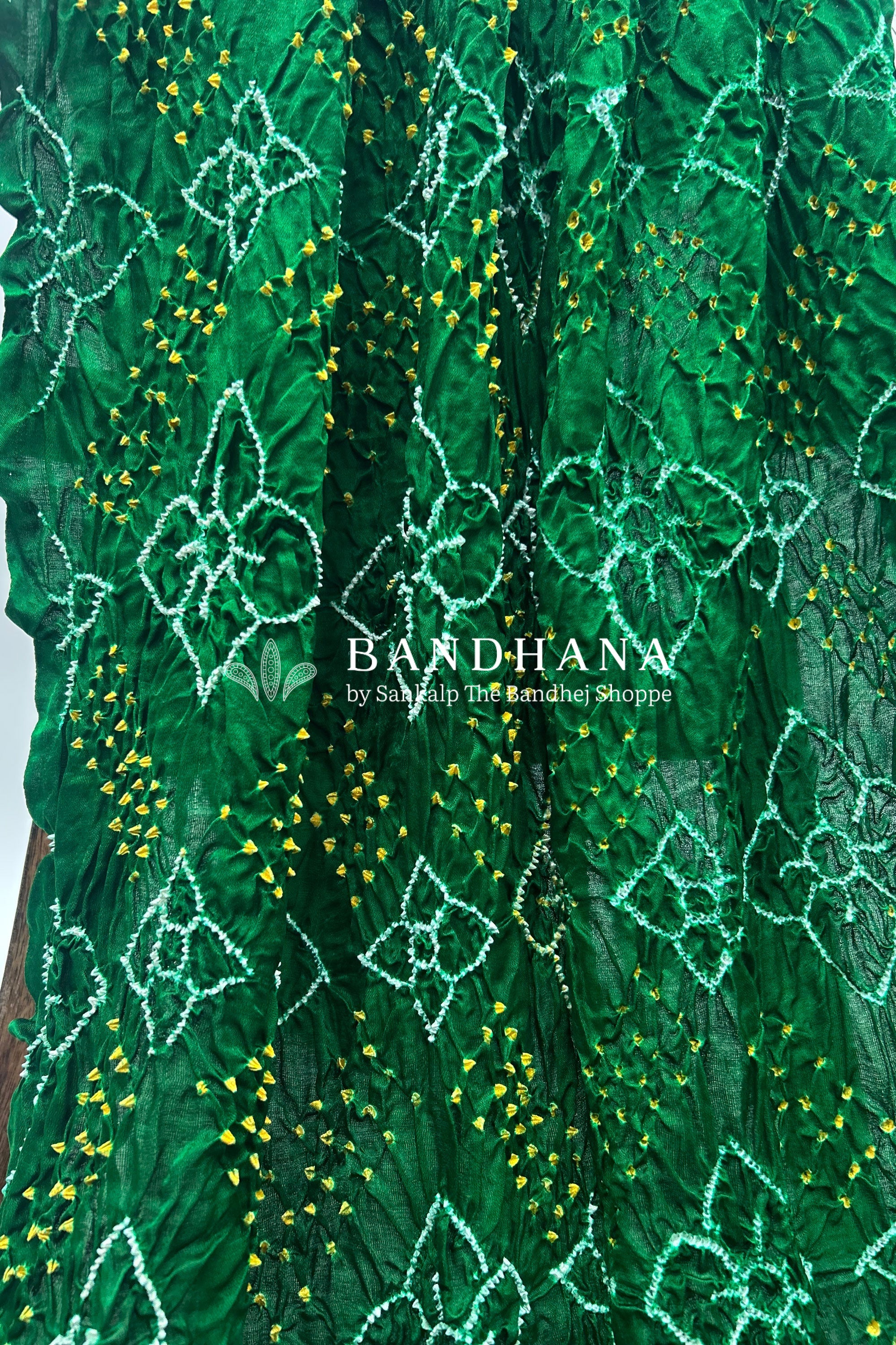 Green Gajji Fancy Rai Bandhani Saree Sarees