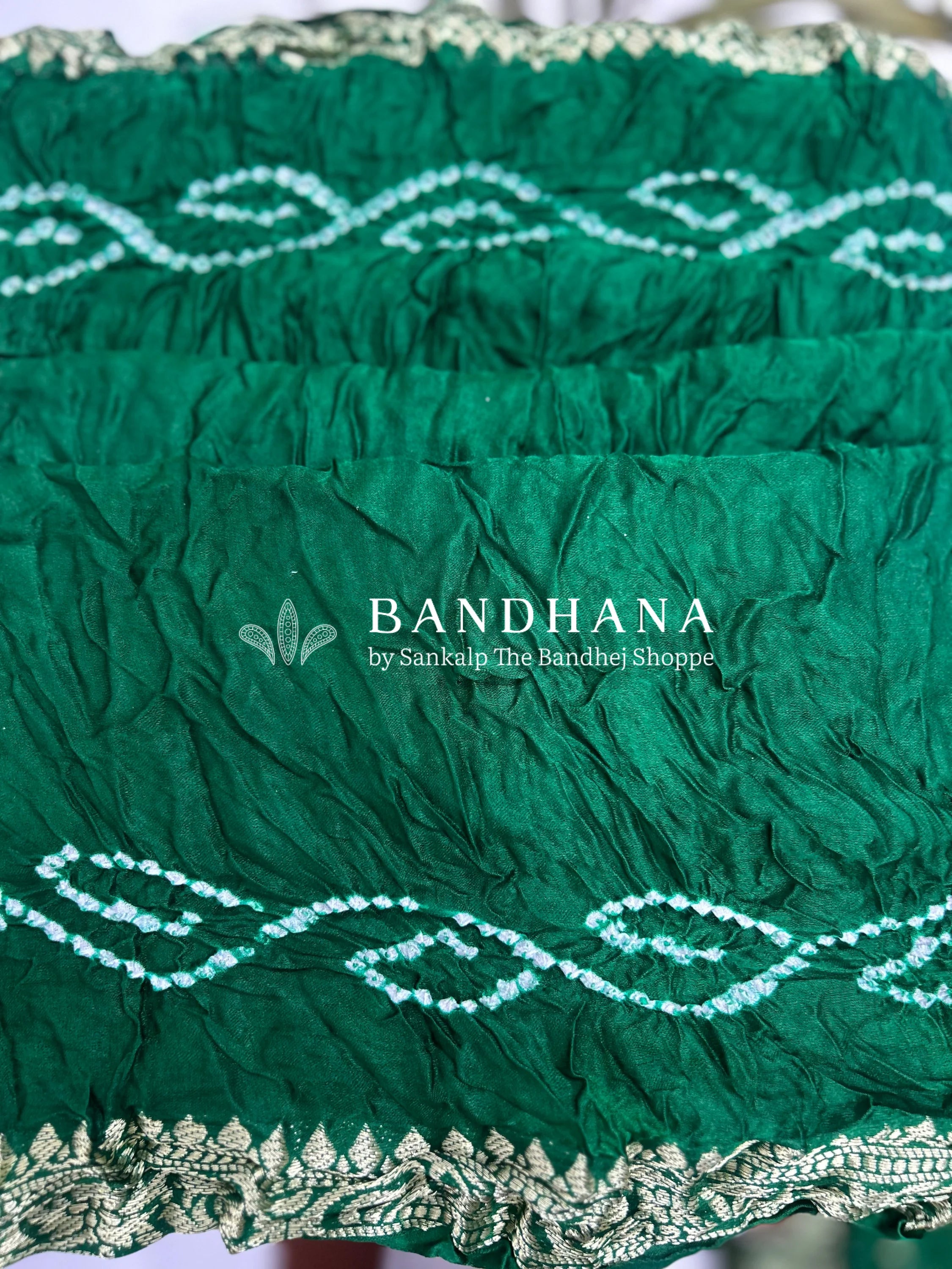 Green Gajji Nakshi Gharchola Bandhani Saree Sarees
