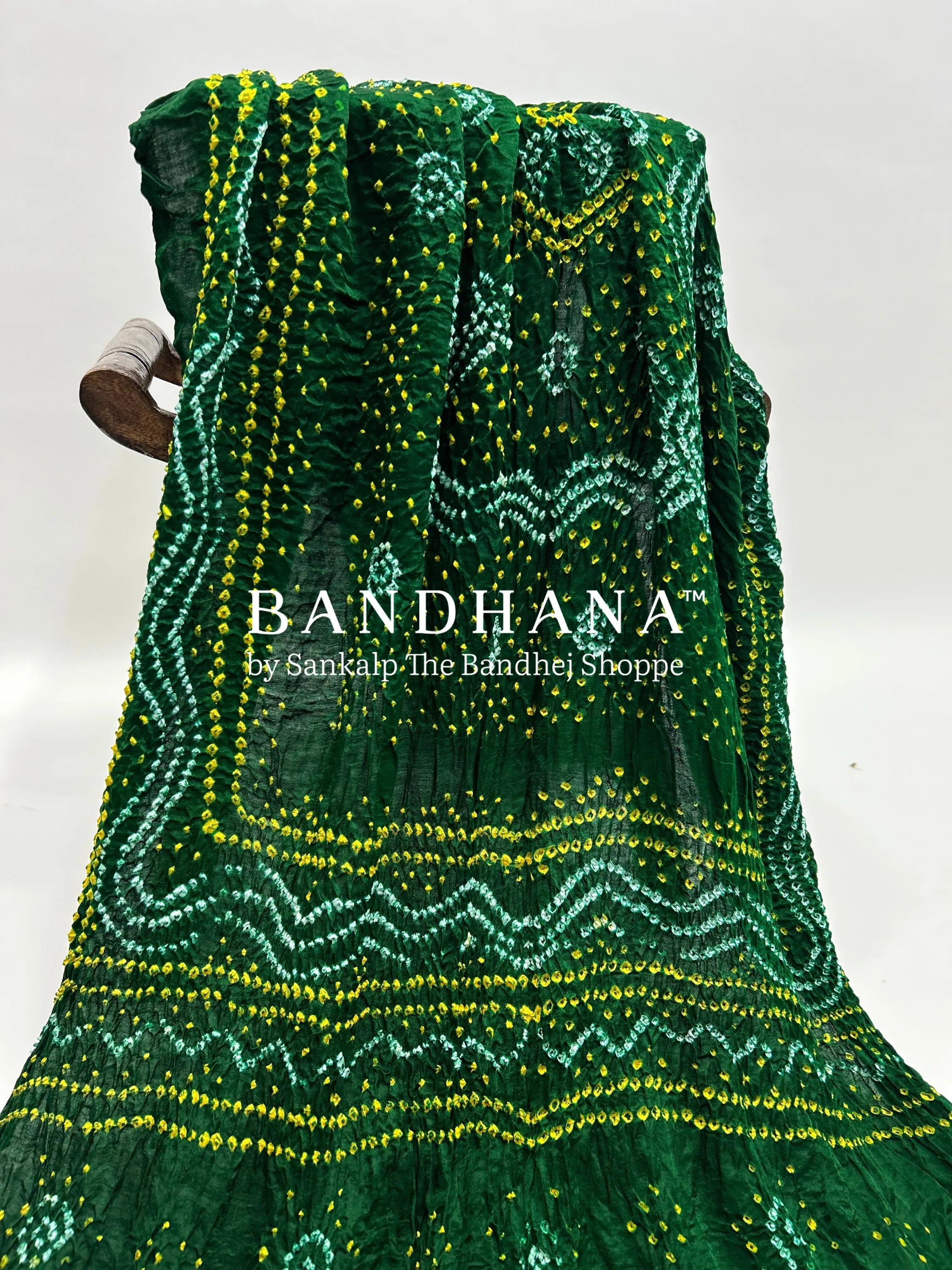 Green Gajji Silk Chandrakani Dupatta darkgreen / Gajji Silk Dupattas