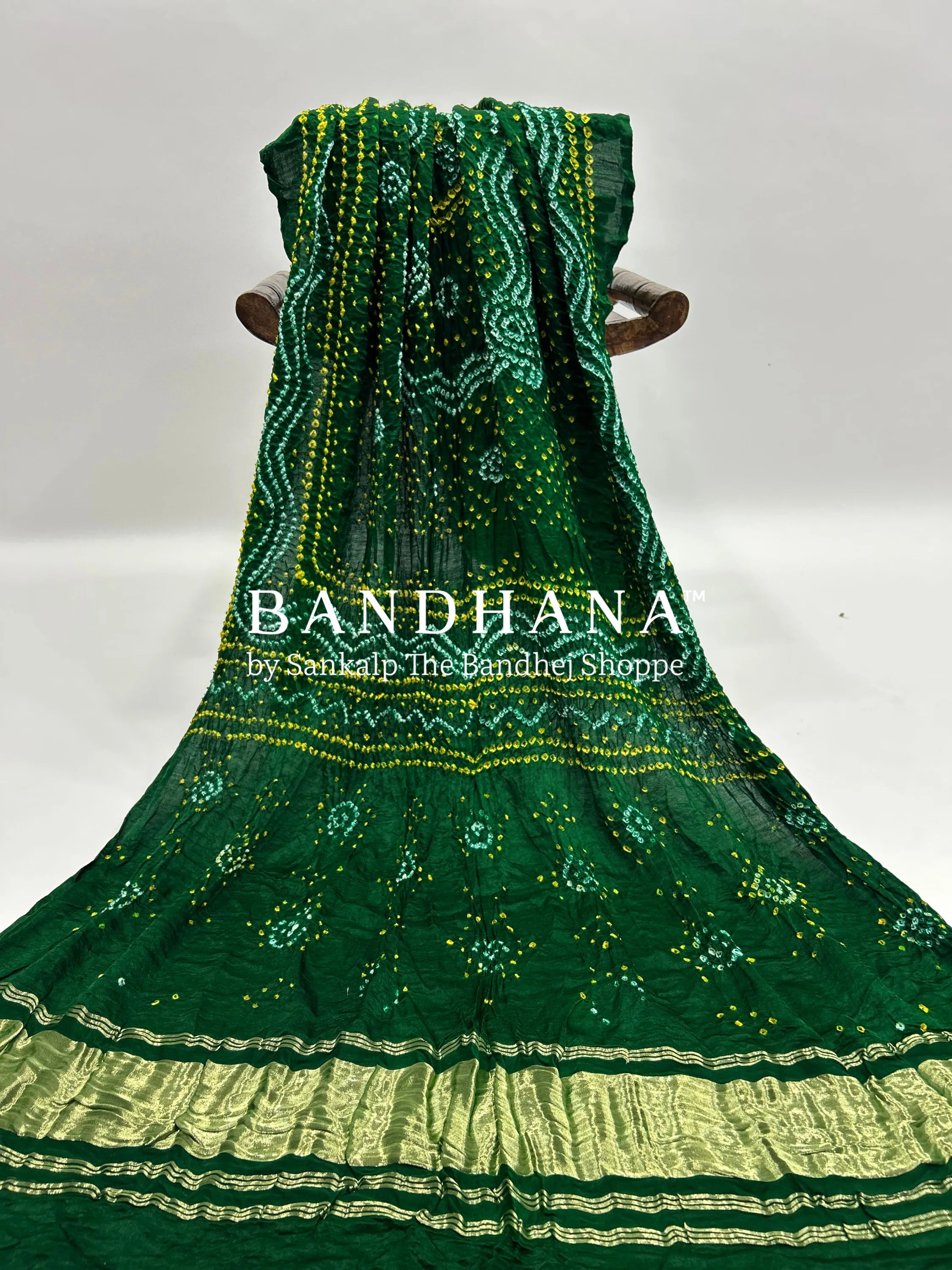 Green Gajji Silk Chandrakani Dupatta darkgreen / Gajji Silk Dupattas