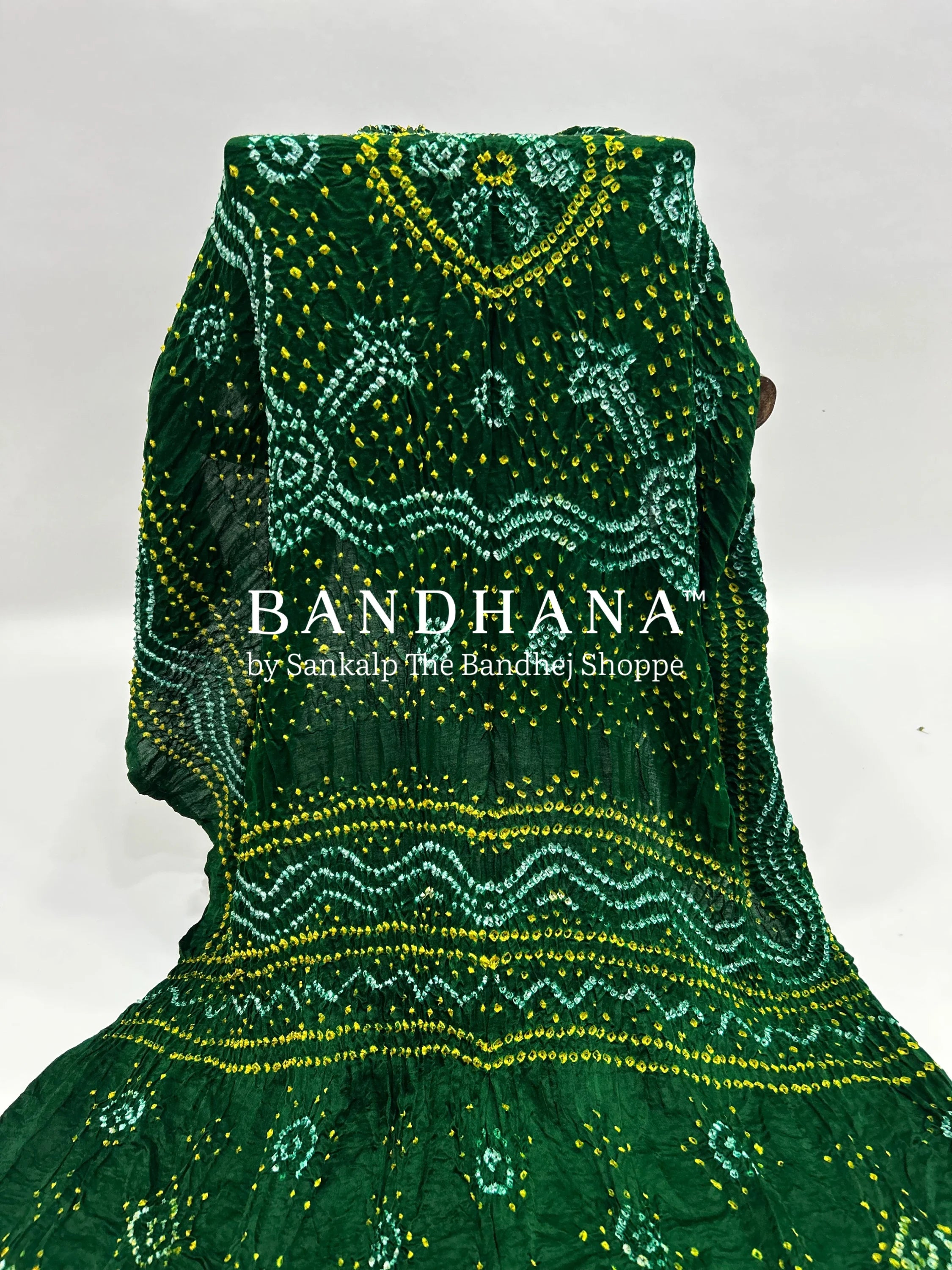 Green Gajji Silk Chandrakani Dupatta darkgreen / Gajji Silk Dupattas
