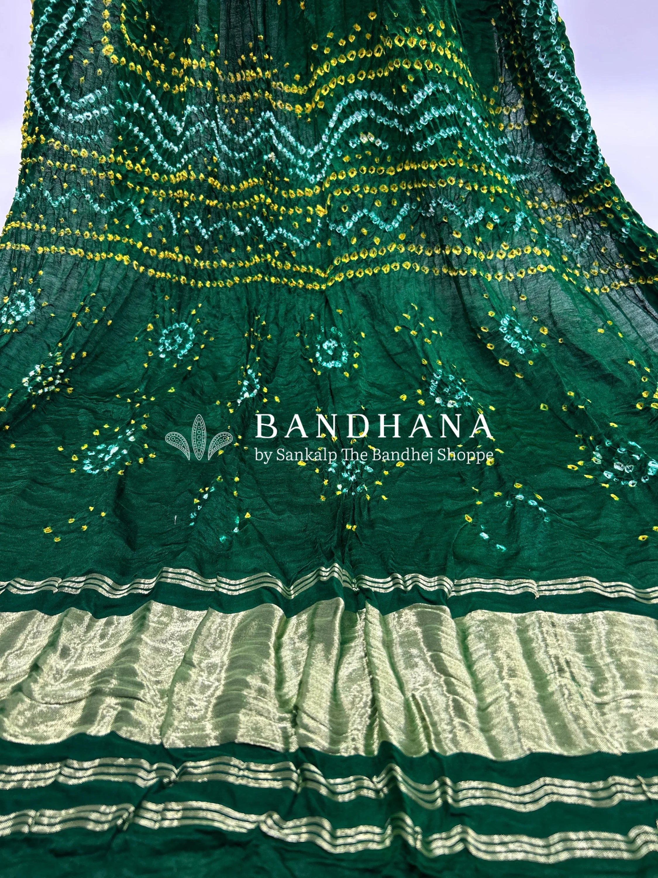 Green Gajji Silk Chandrakani Dupatta darkgreen / Gajji Silk Dupattas