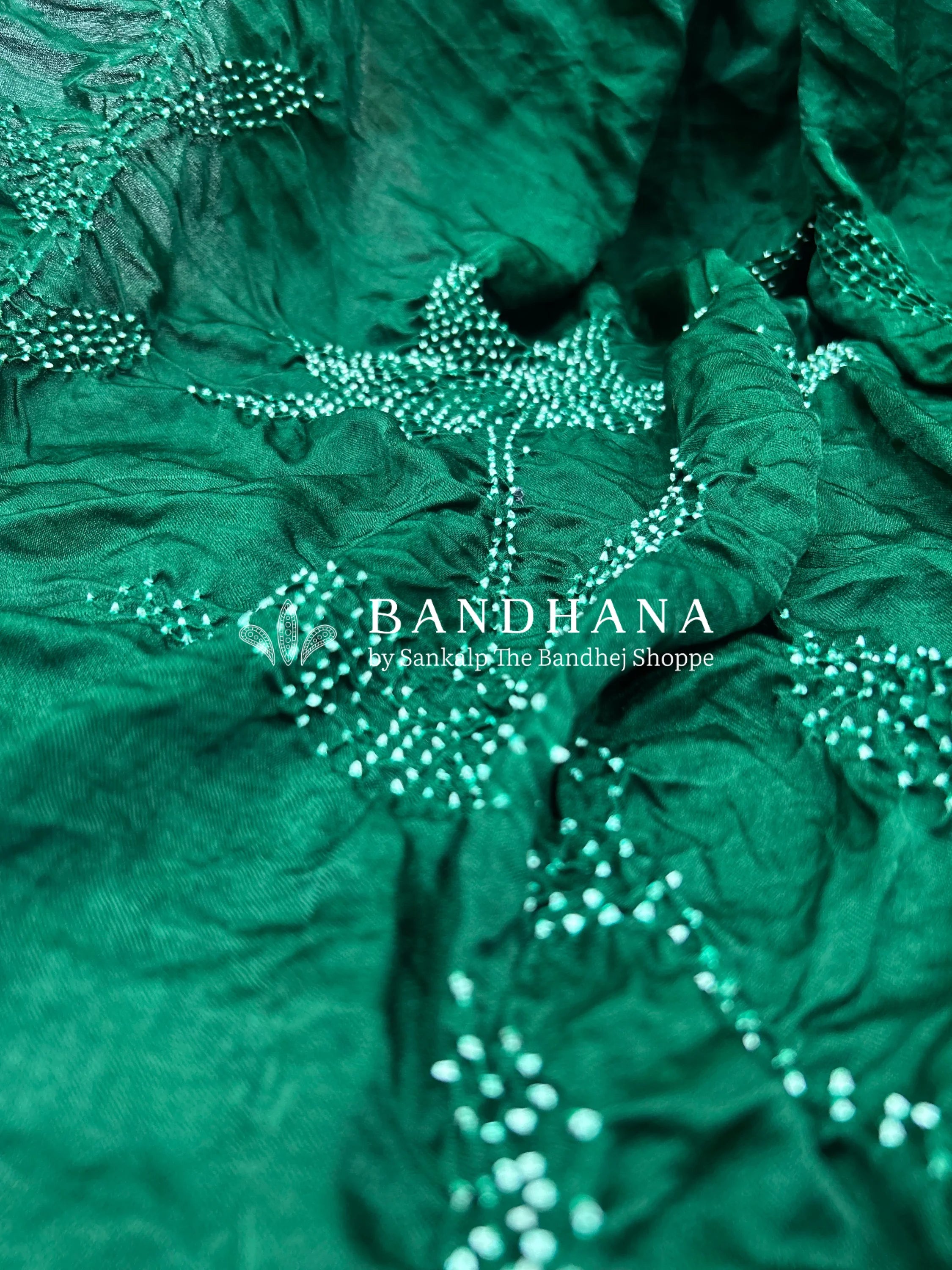 Green Gajji Silk Gala Bandhani Saree Sarees