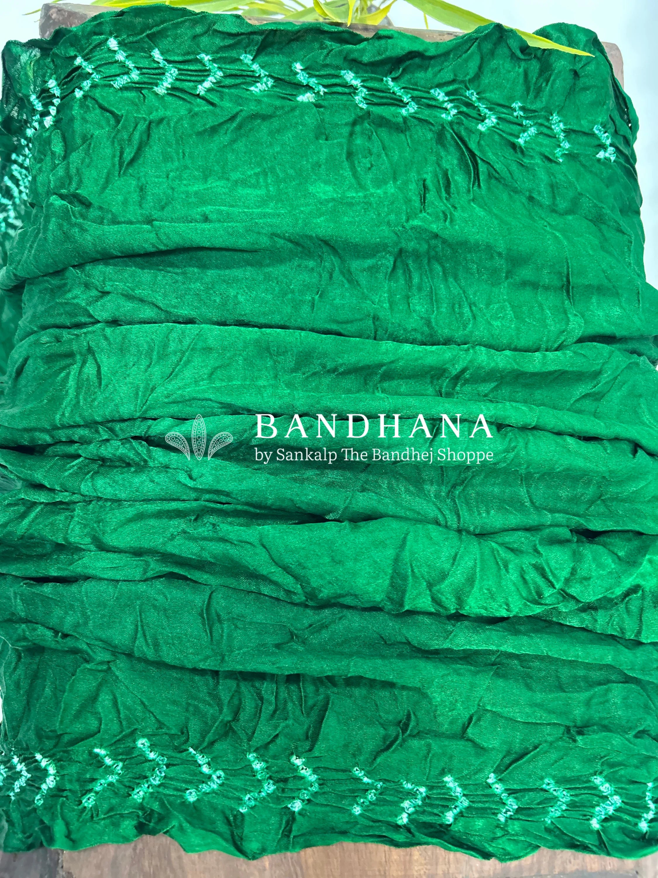 Green Gajji Silk Single Dot Bandhani Saree green / Gajji Silk Sarees
