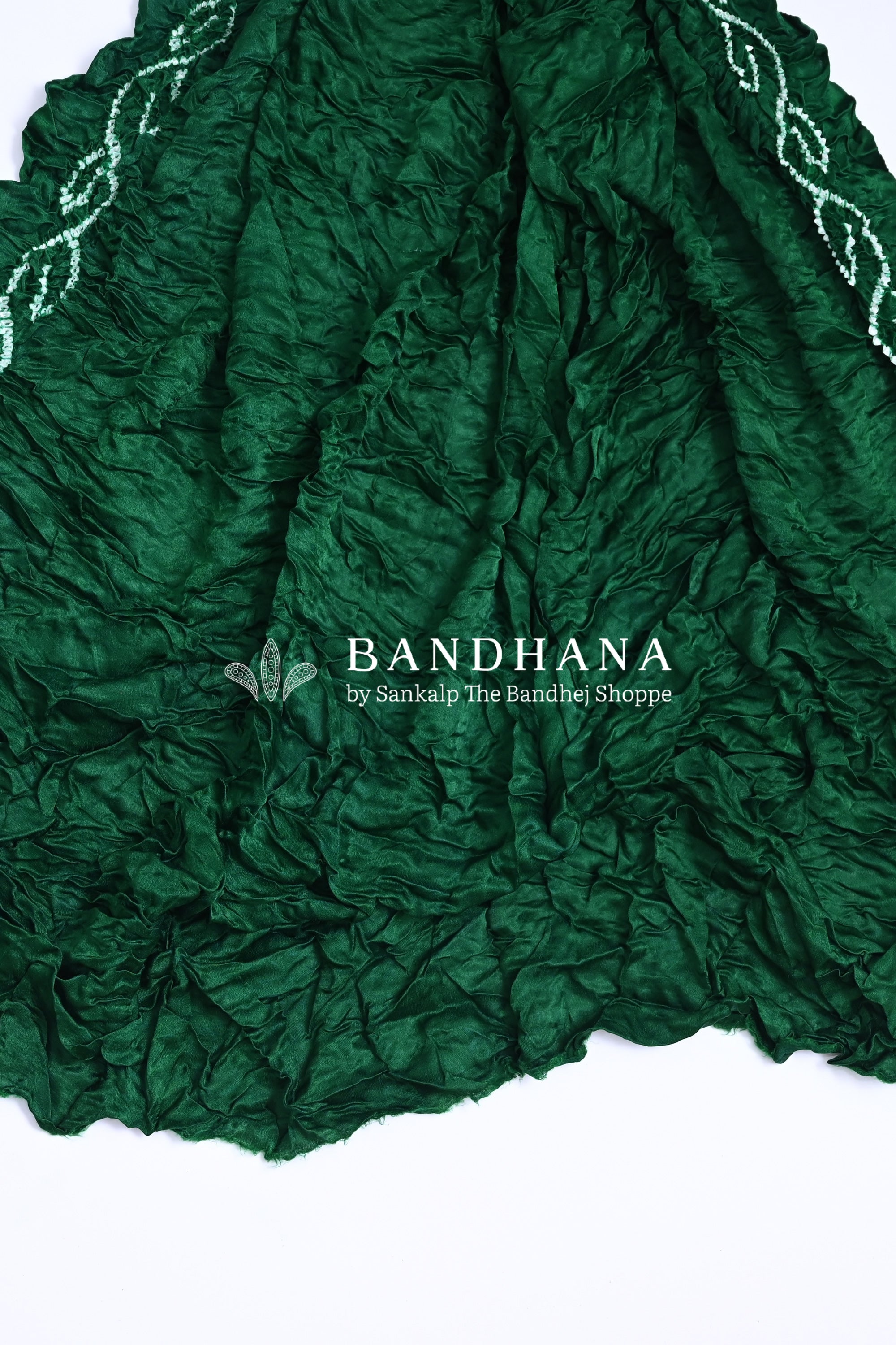 Green Gajji Silk Single Dot Bandhani Saree Sarees