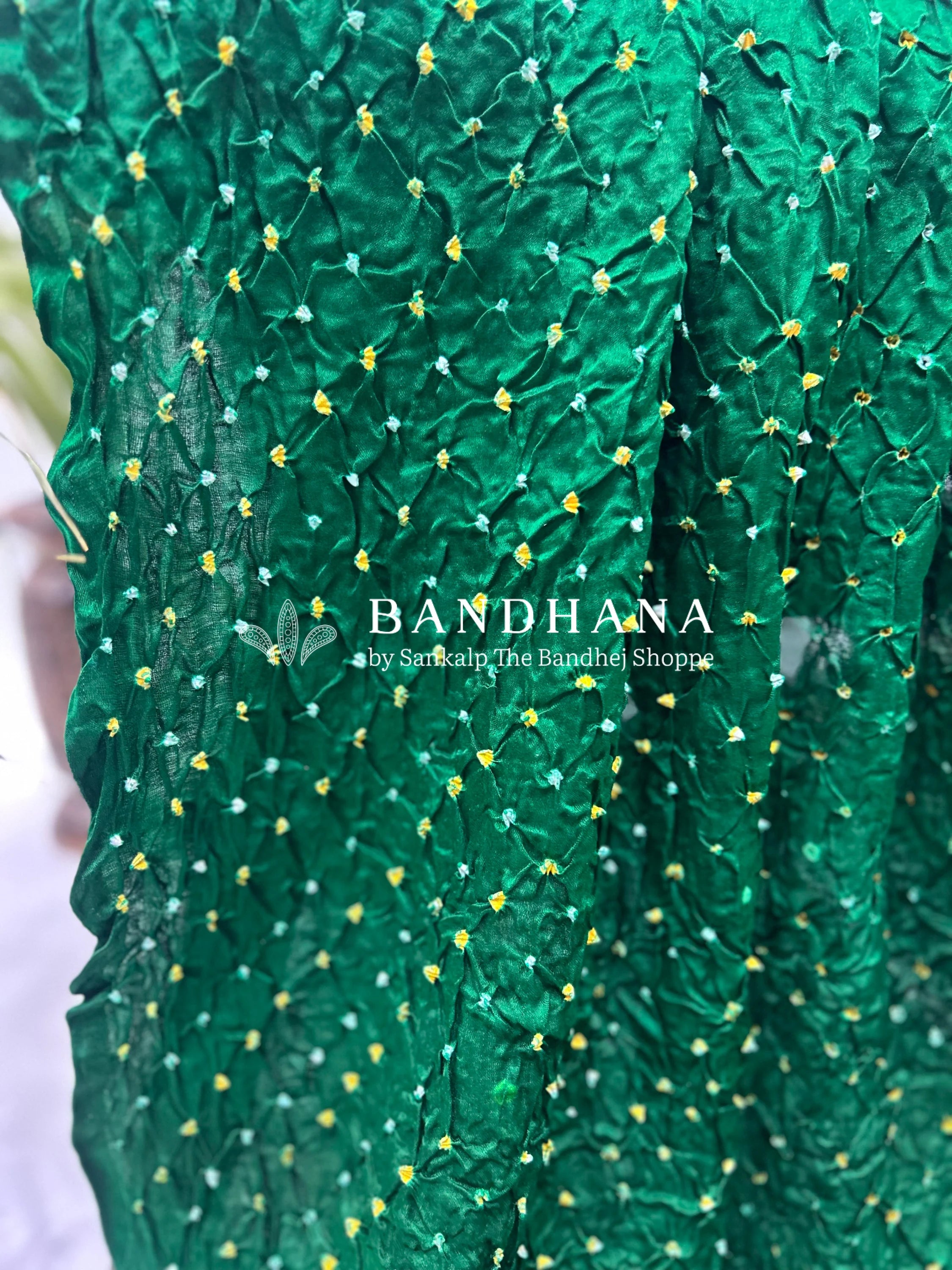 Green Gajji Silk Single Dot Bandhani Saree Sarees