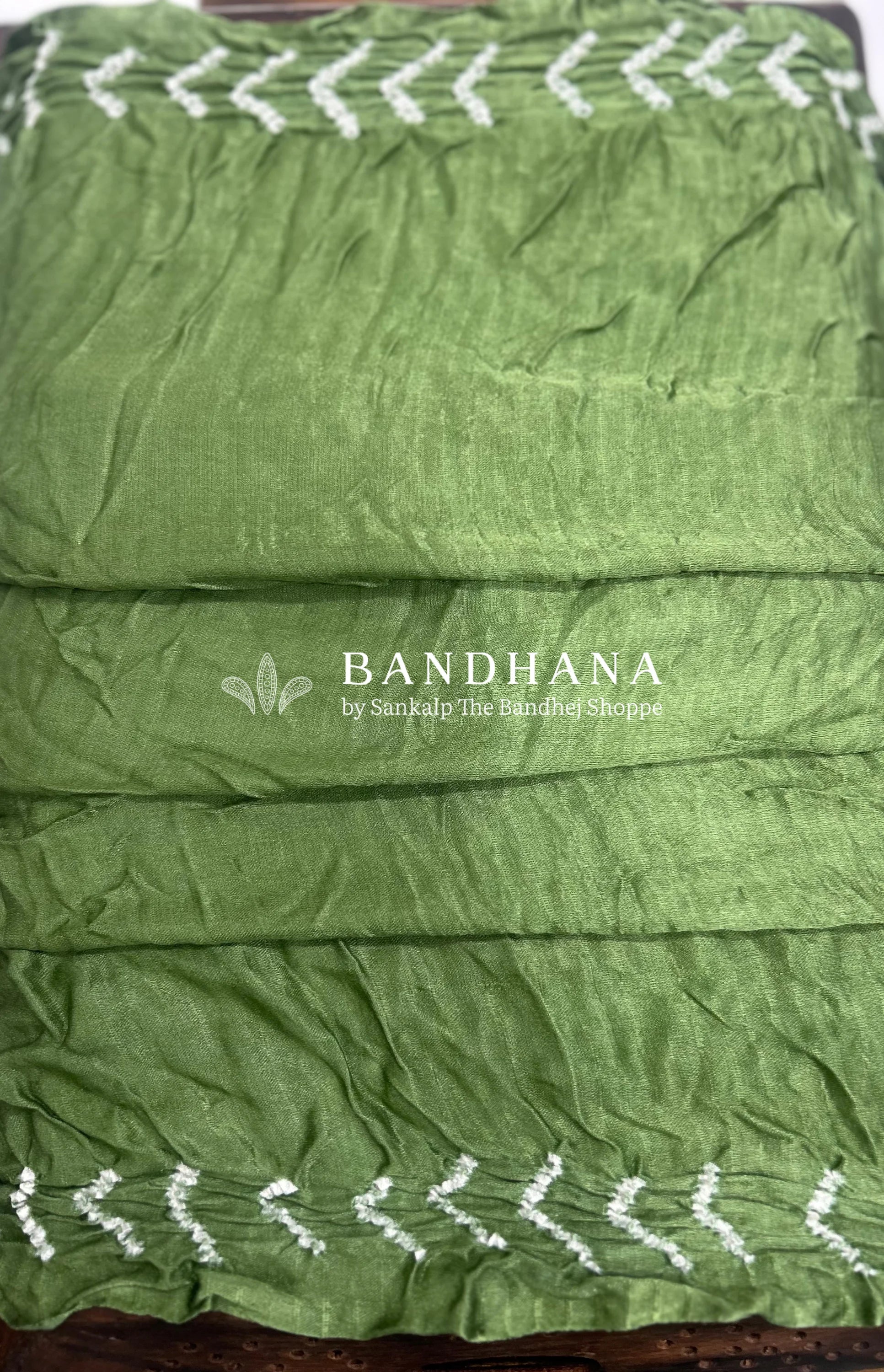 Green Gajji Silk Single Dot Bandhani Saree Sarees