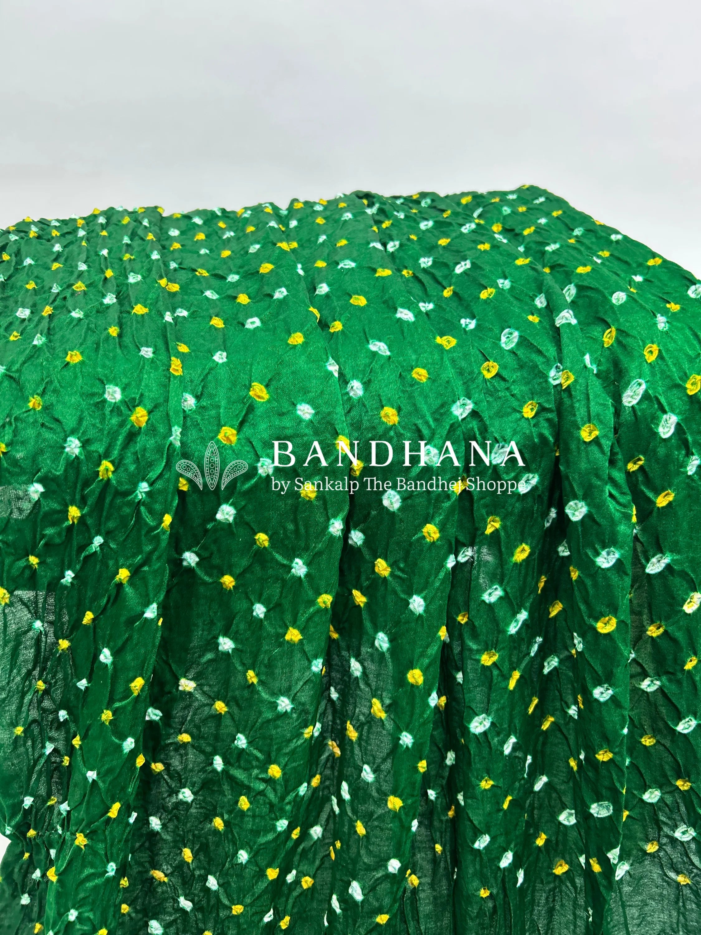 Green Gajji Silk Single Dot Bandhani Saree green / Gajji Silk Sarees