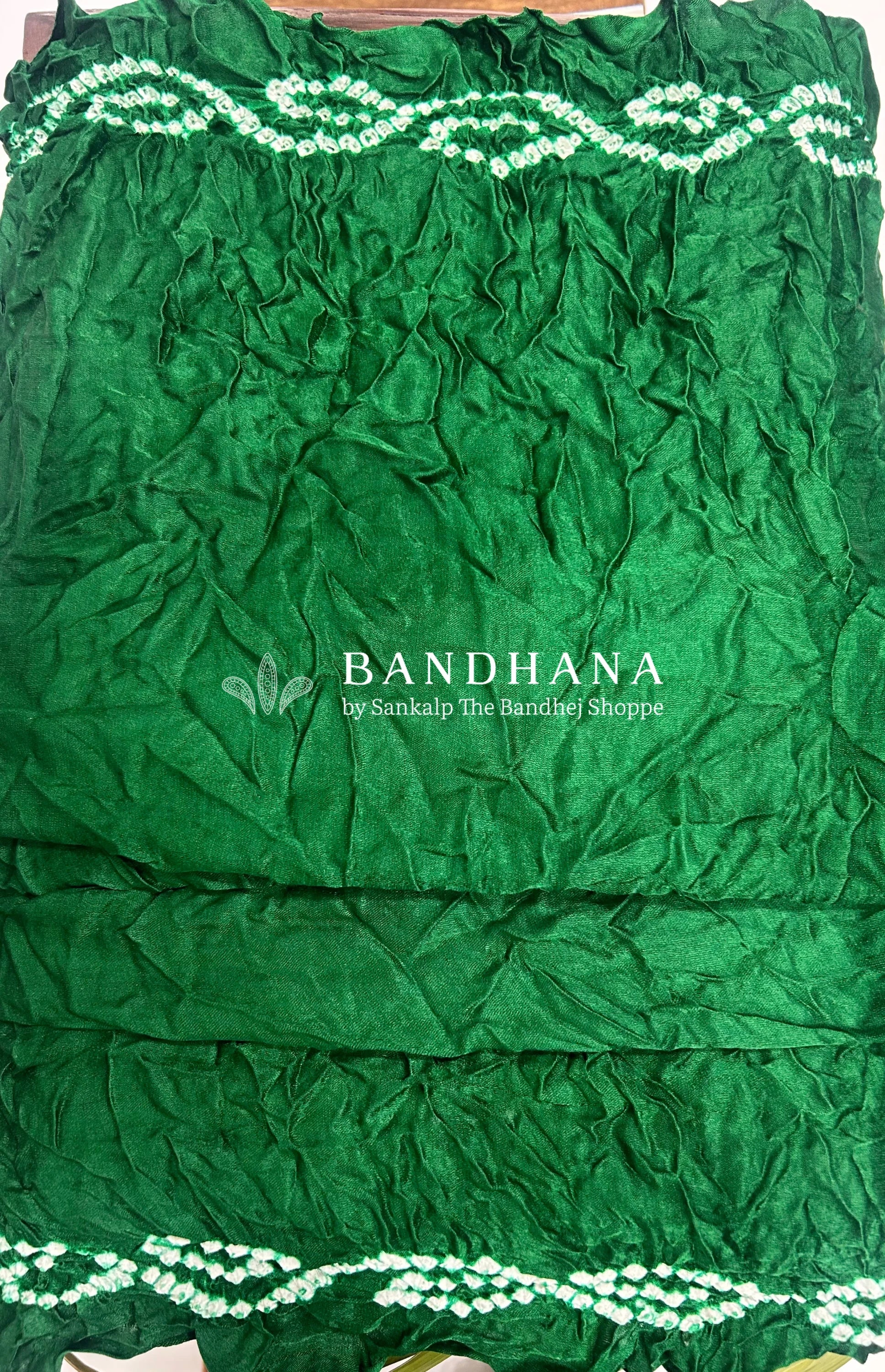 Green Gajji Silk Single Dot Bandhani Saree Sarees