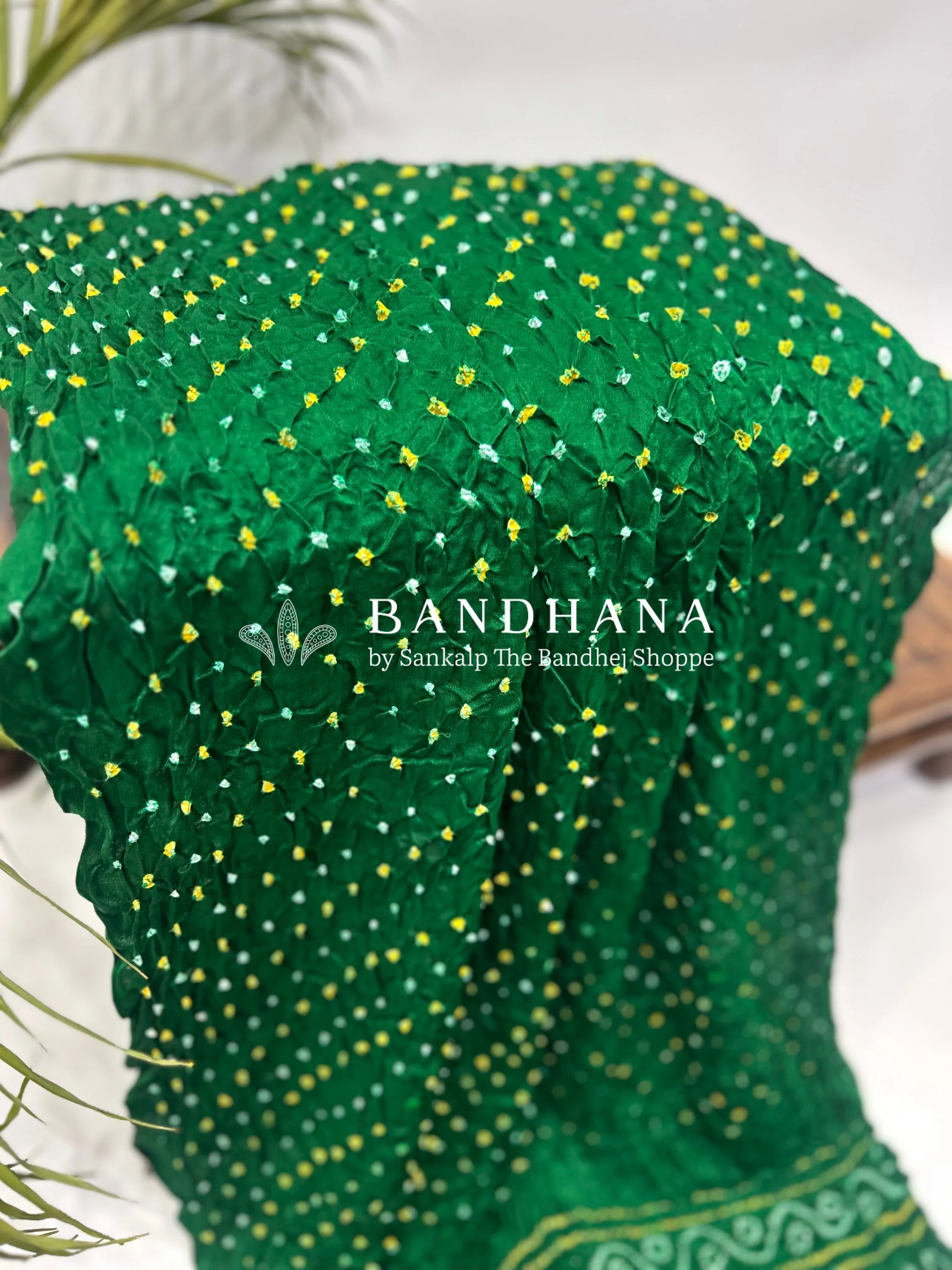 Green Gajji Silk Single Dot Bandhani Saree Sarees