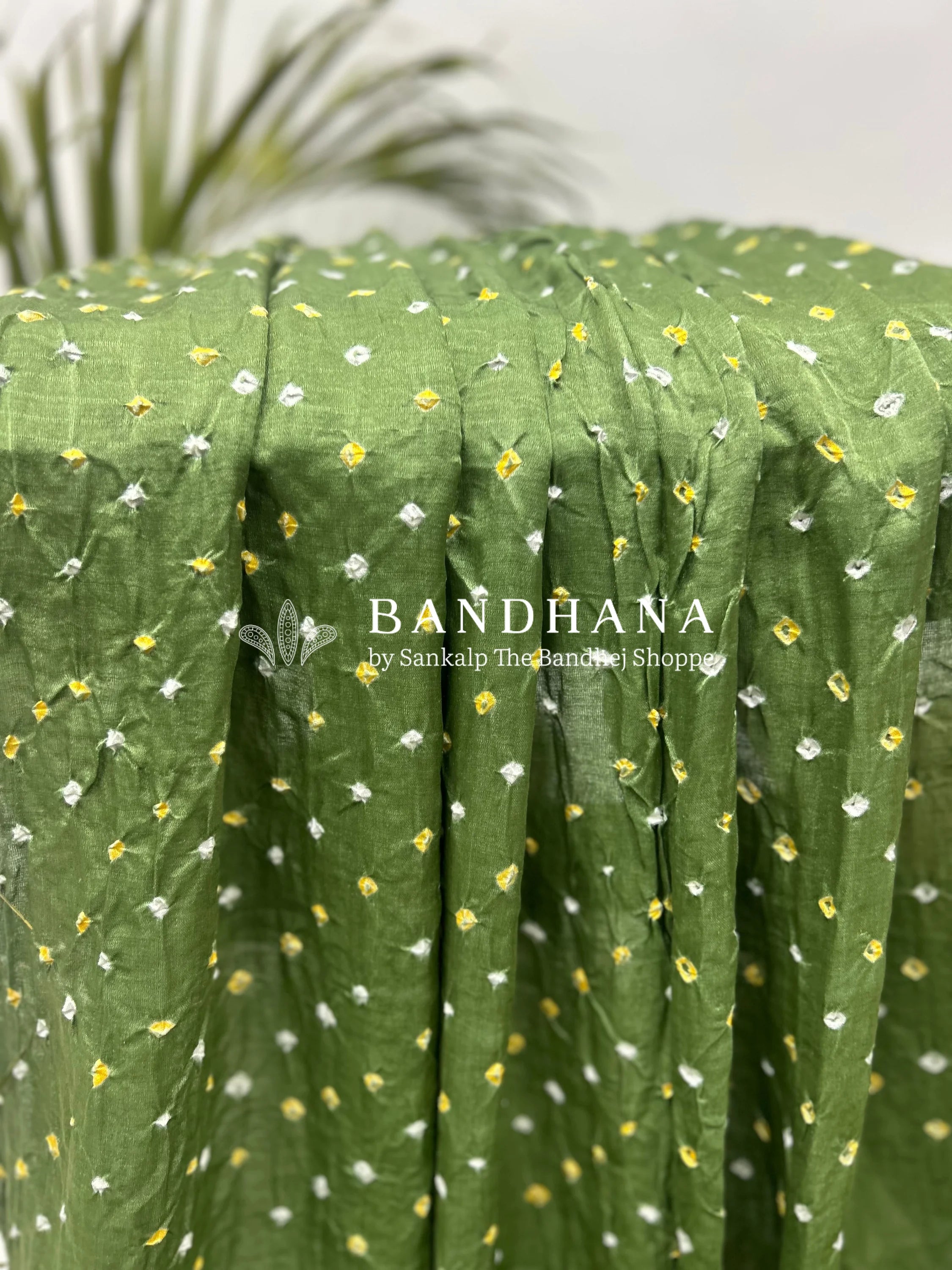 Green Gajji Silk Single Dot Bandhani Saree Sarees