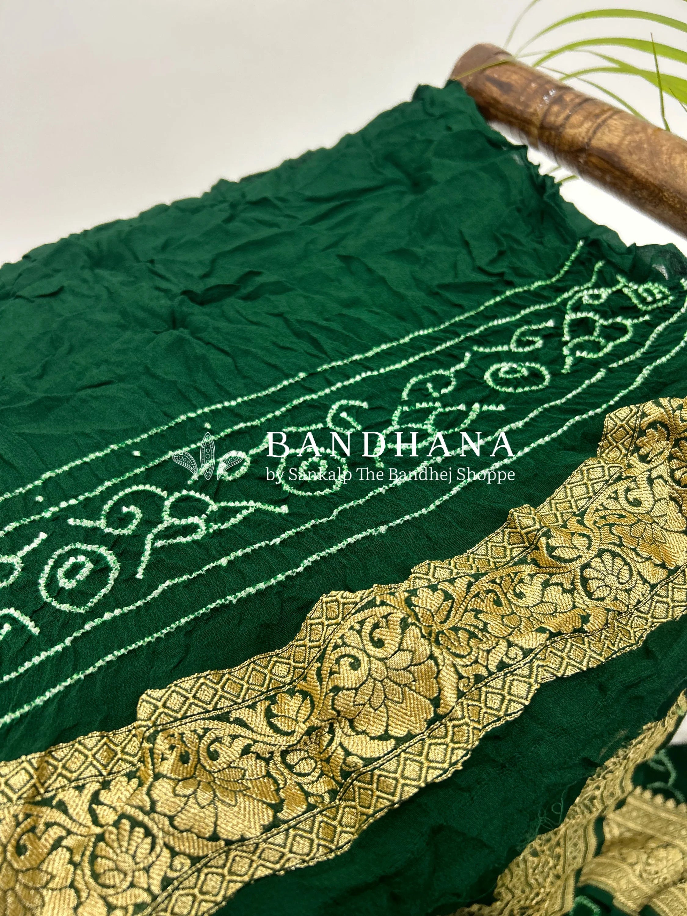 Green Georgette Bananrasi All Over Rai Bandhani Saree Sarees