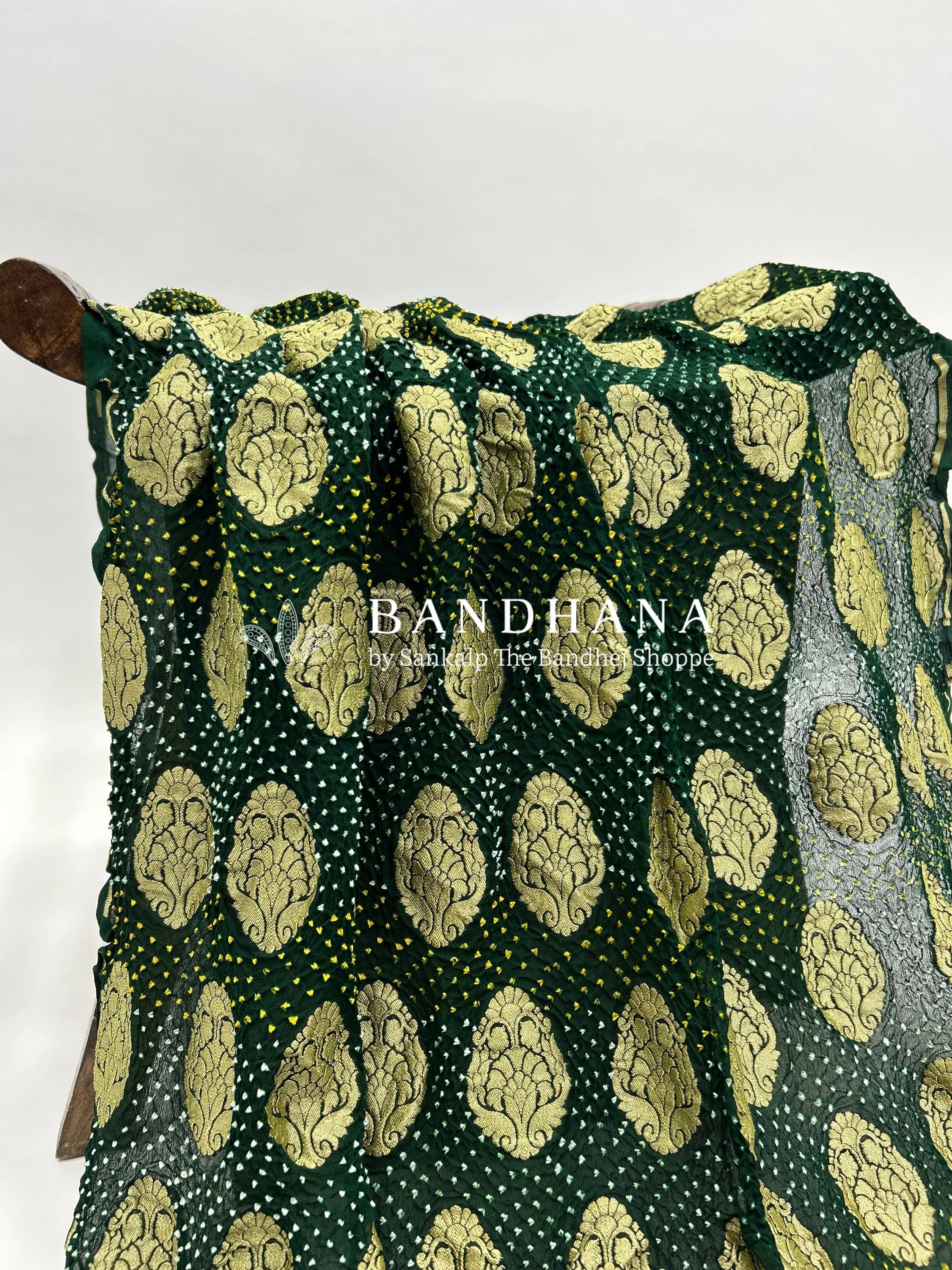 Green Georgette Banarasi Bandhani Kurti Material green / Georgette Dresses