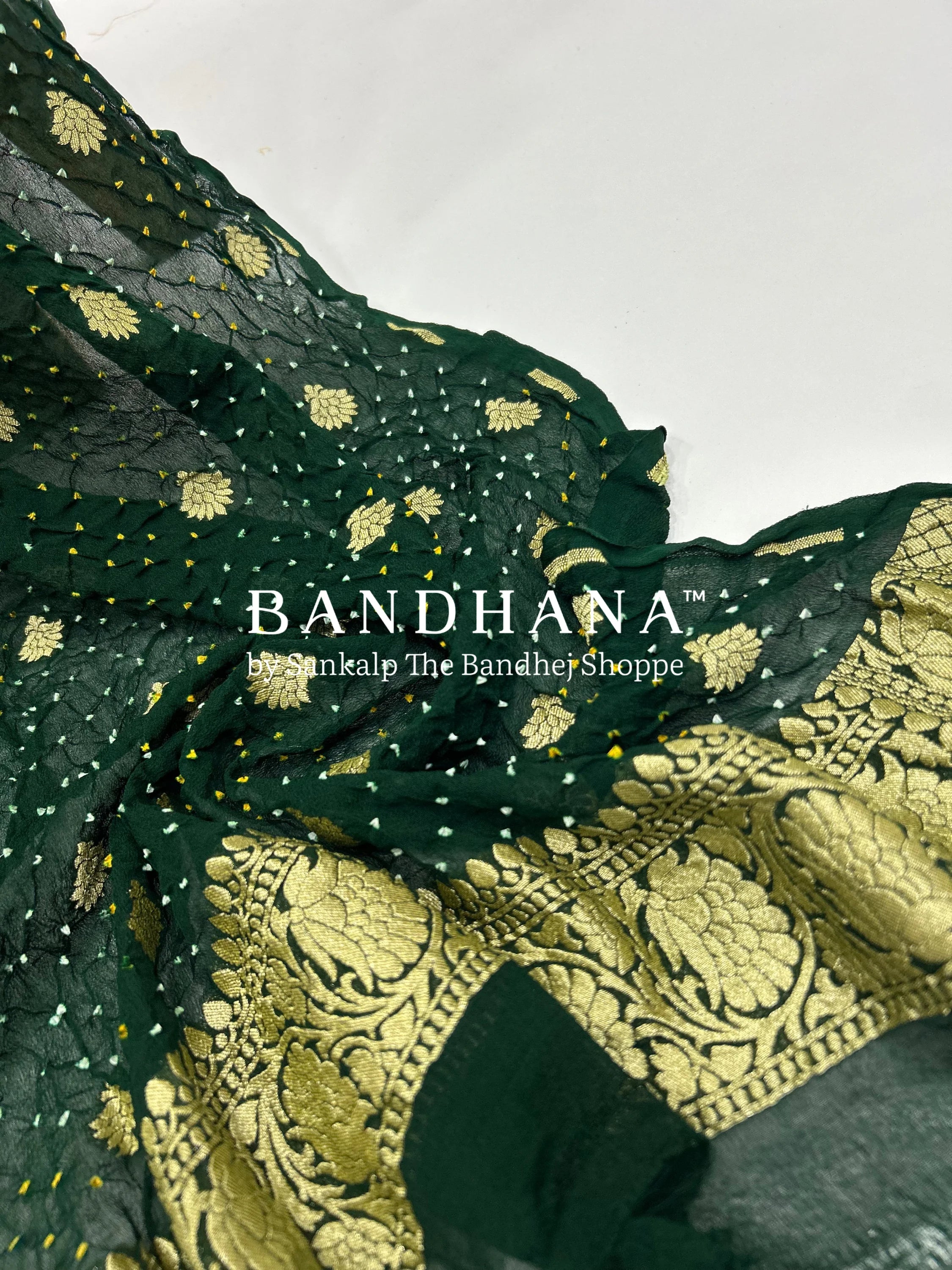 Green Georgette Banarasi Bandhani Kurti Material green / Georgette Dresses