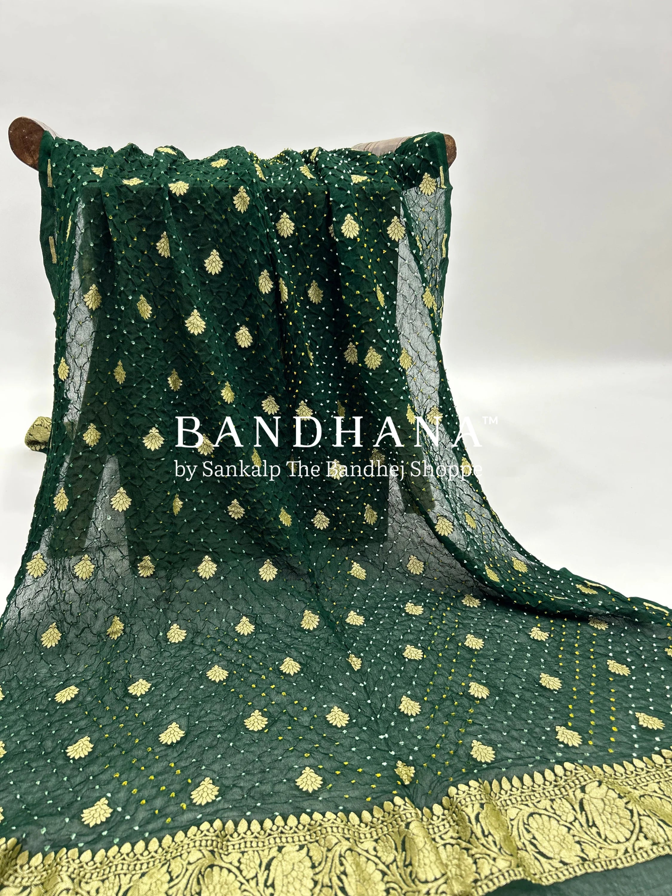 Green Georgette Banarasi Bandhani Kurti Material green / Georgette Dresses