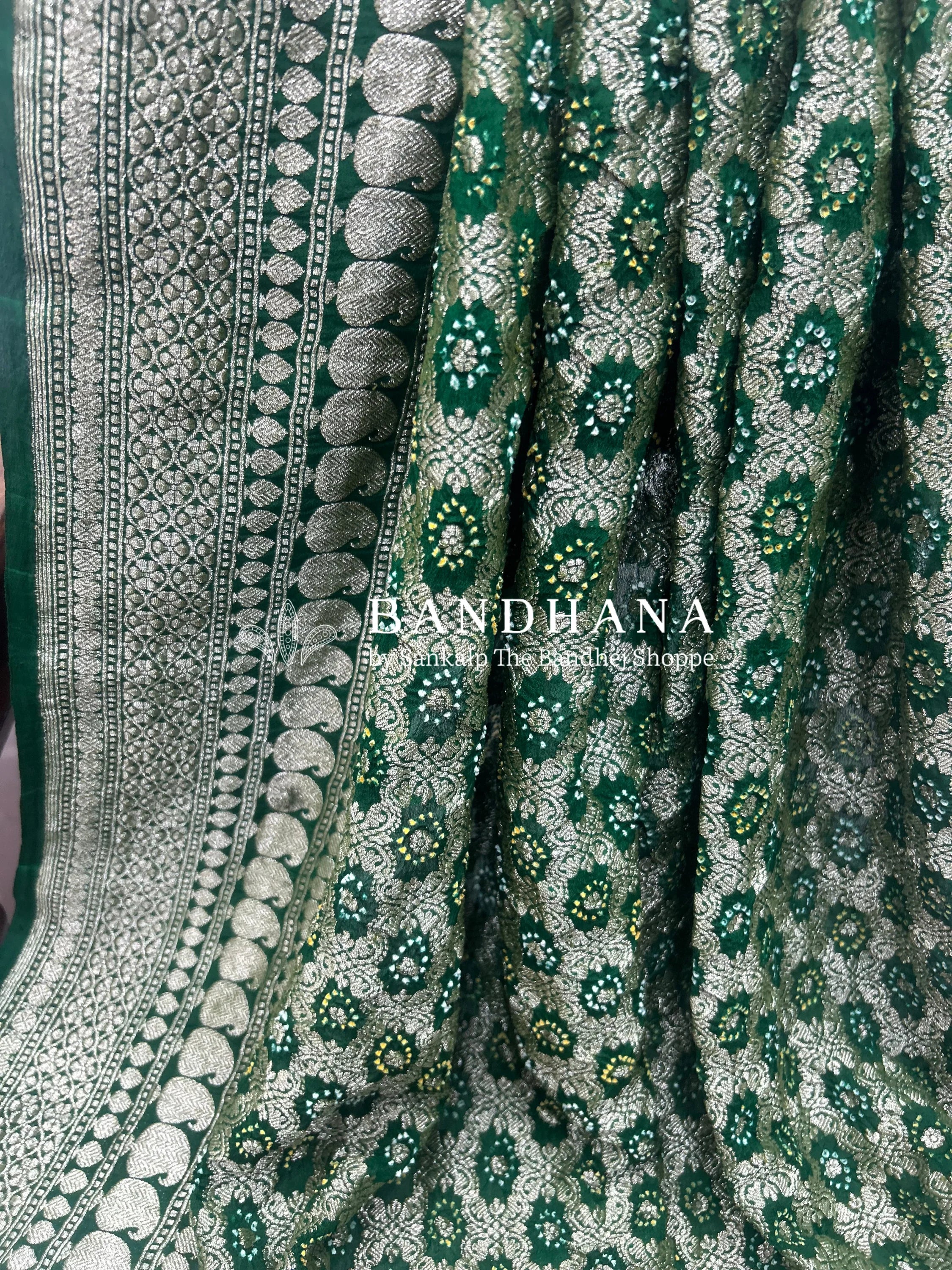 Green Georgette Banarasi Handloom Saree Sarees