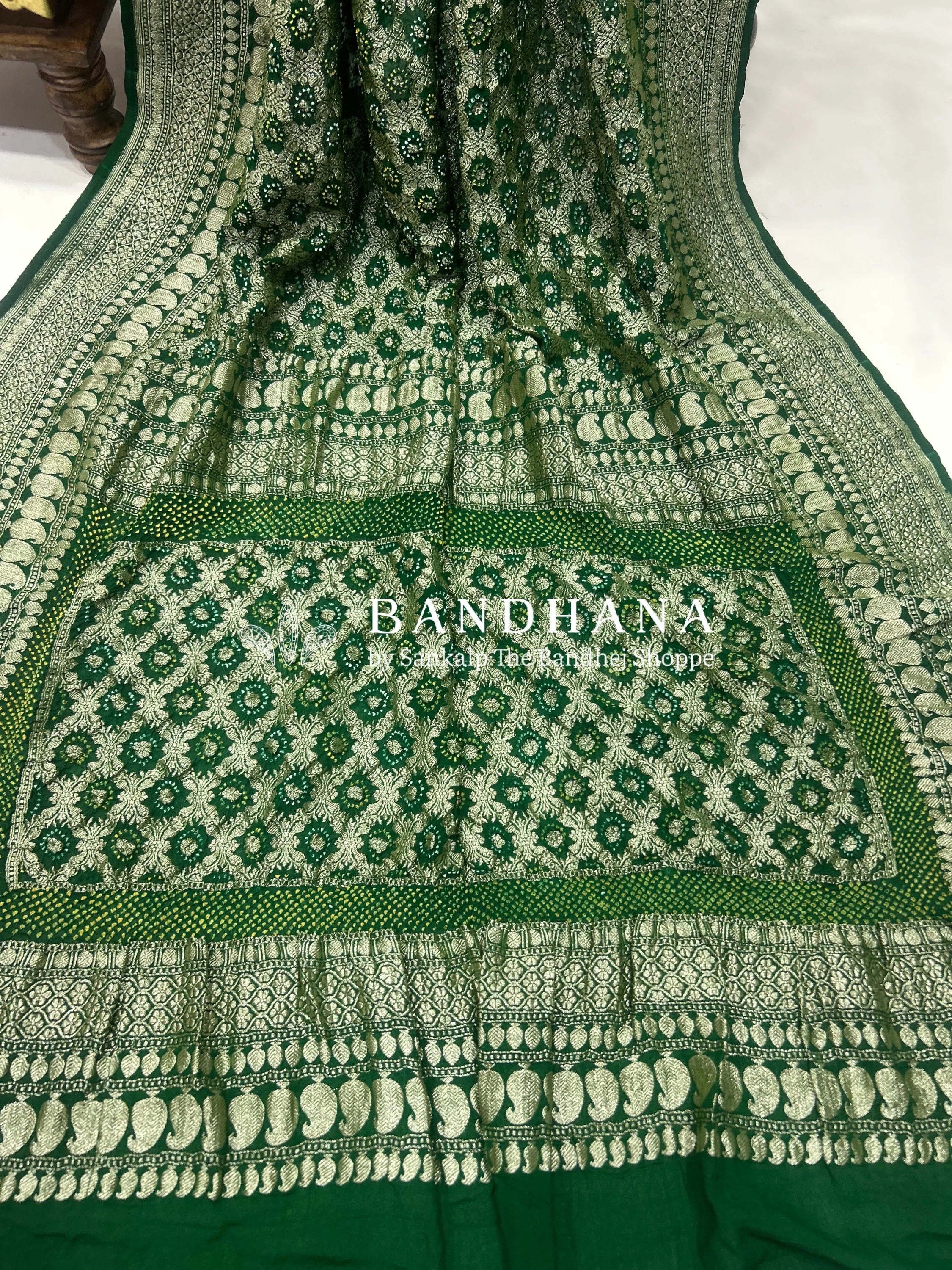 Green Georgette Banarasi Handloom Saree Sarees