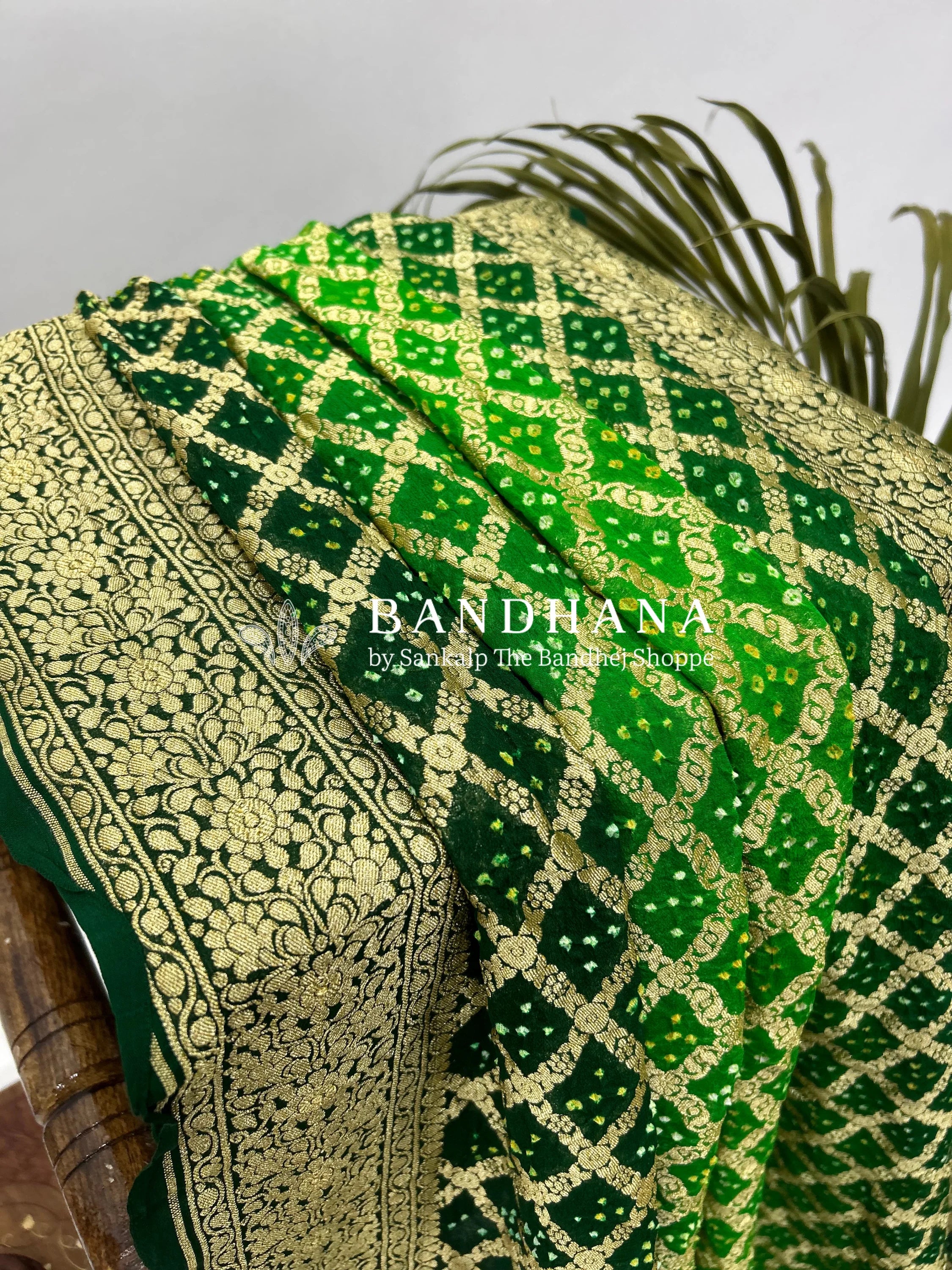 Green Georgette Jaal Bandhani Saree Sarees
