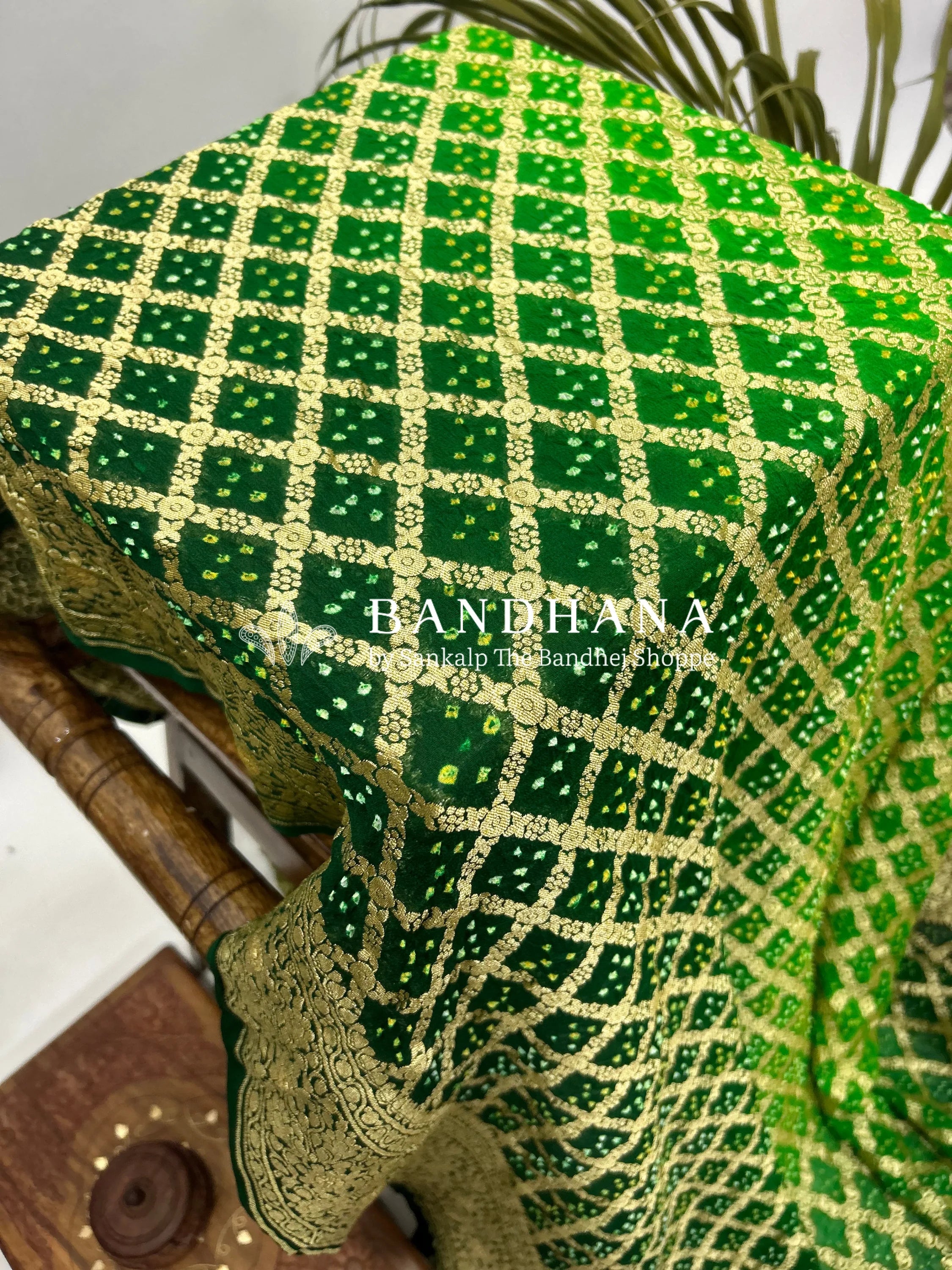 Green Georgette Jaal Bandhani Saree Sarees