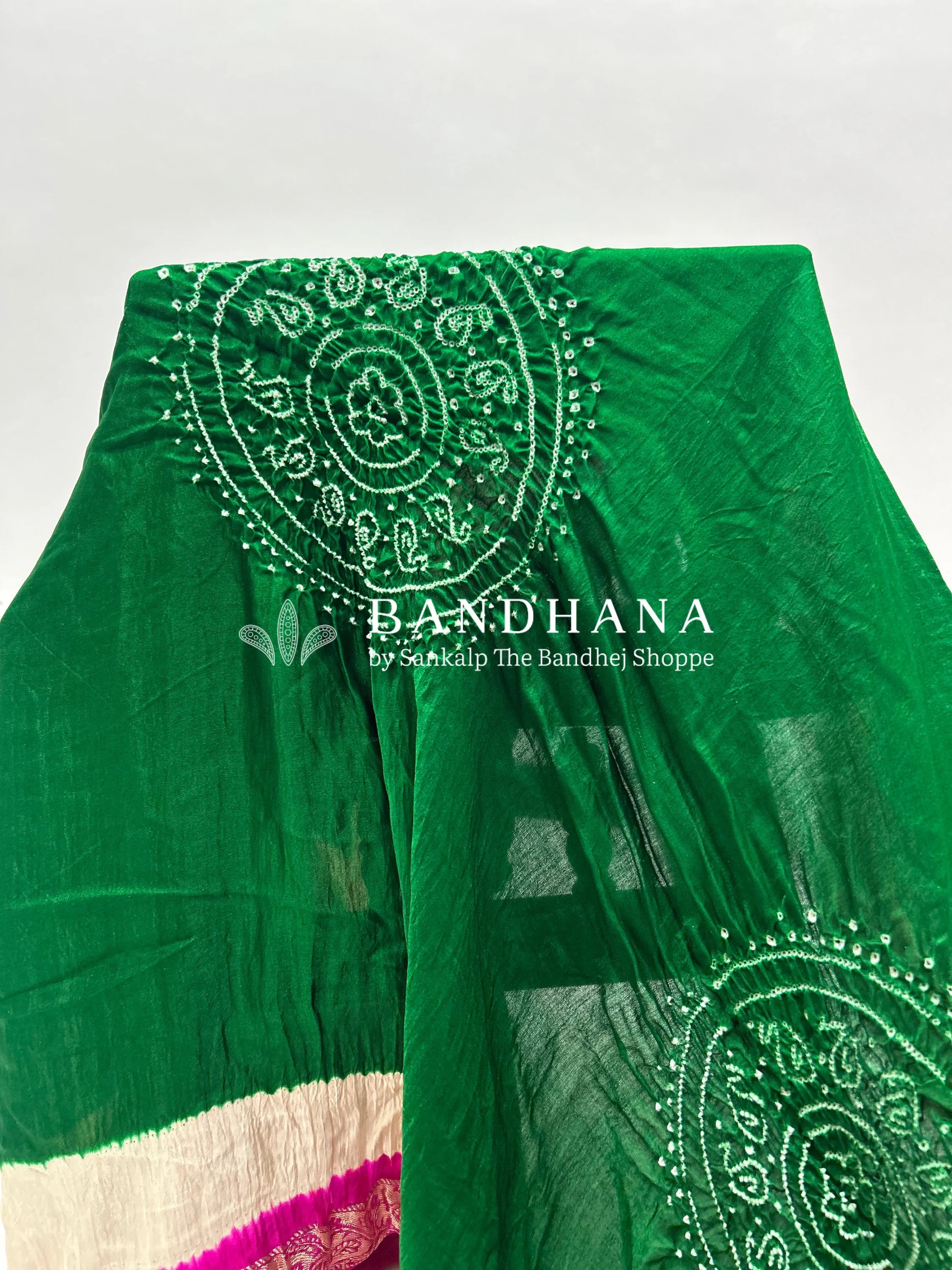 Green-Rani Gajji Silk Designer Gala Dupatta With 3 Colour Dying green / Gajji Silk Dupattas