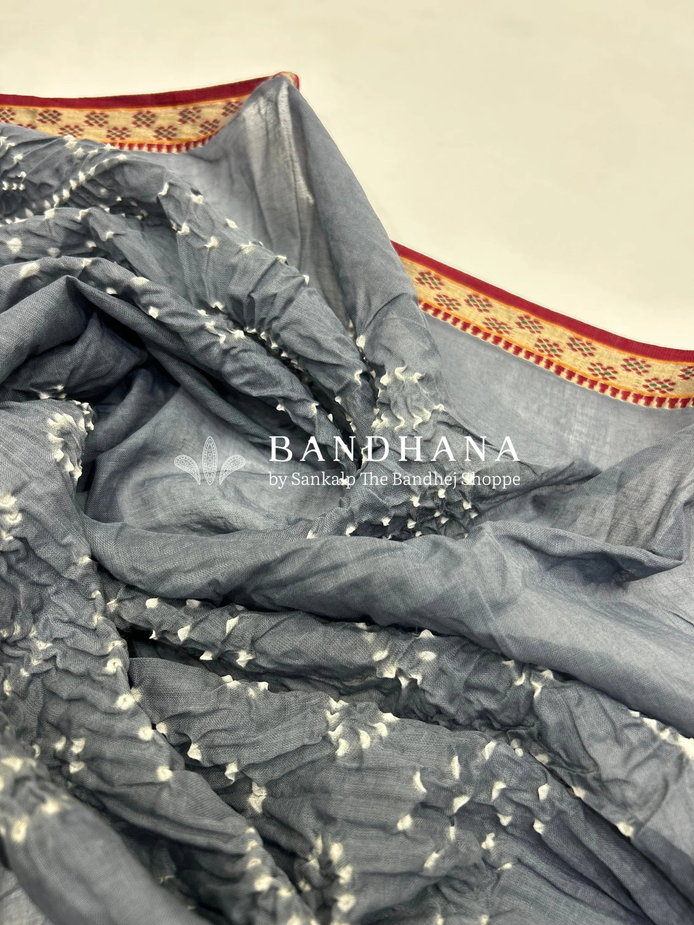 Grey Ambadal Cotton Bandhani Dress Material grey / Cotton Dresses