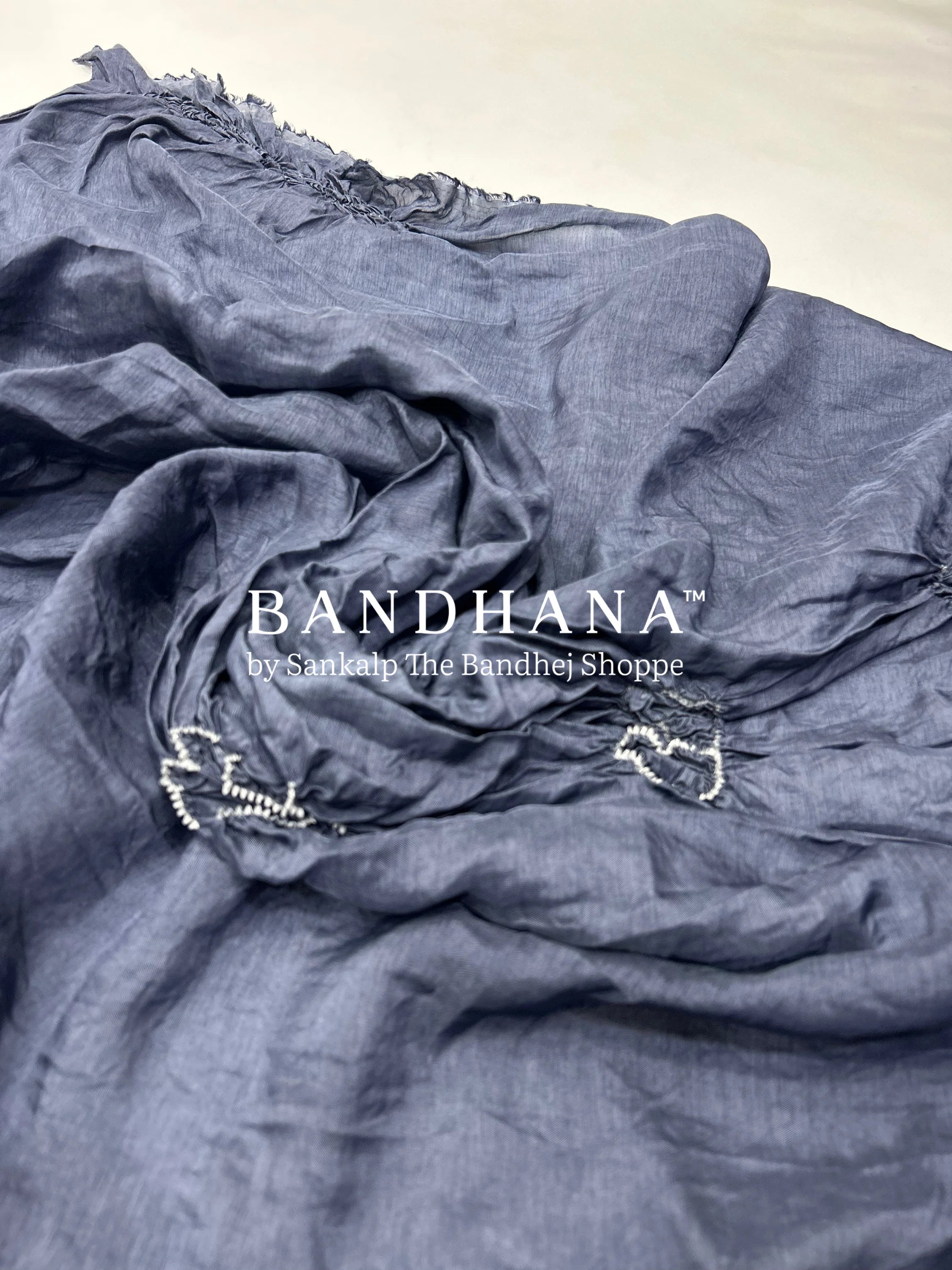 Grey Dola Silk Bandhani Dress Material grey / Dola Silk Dresses